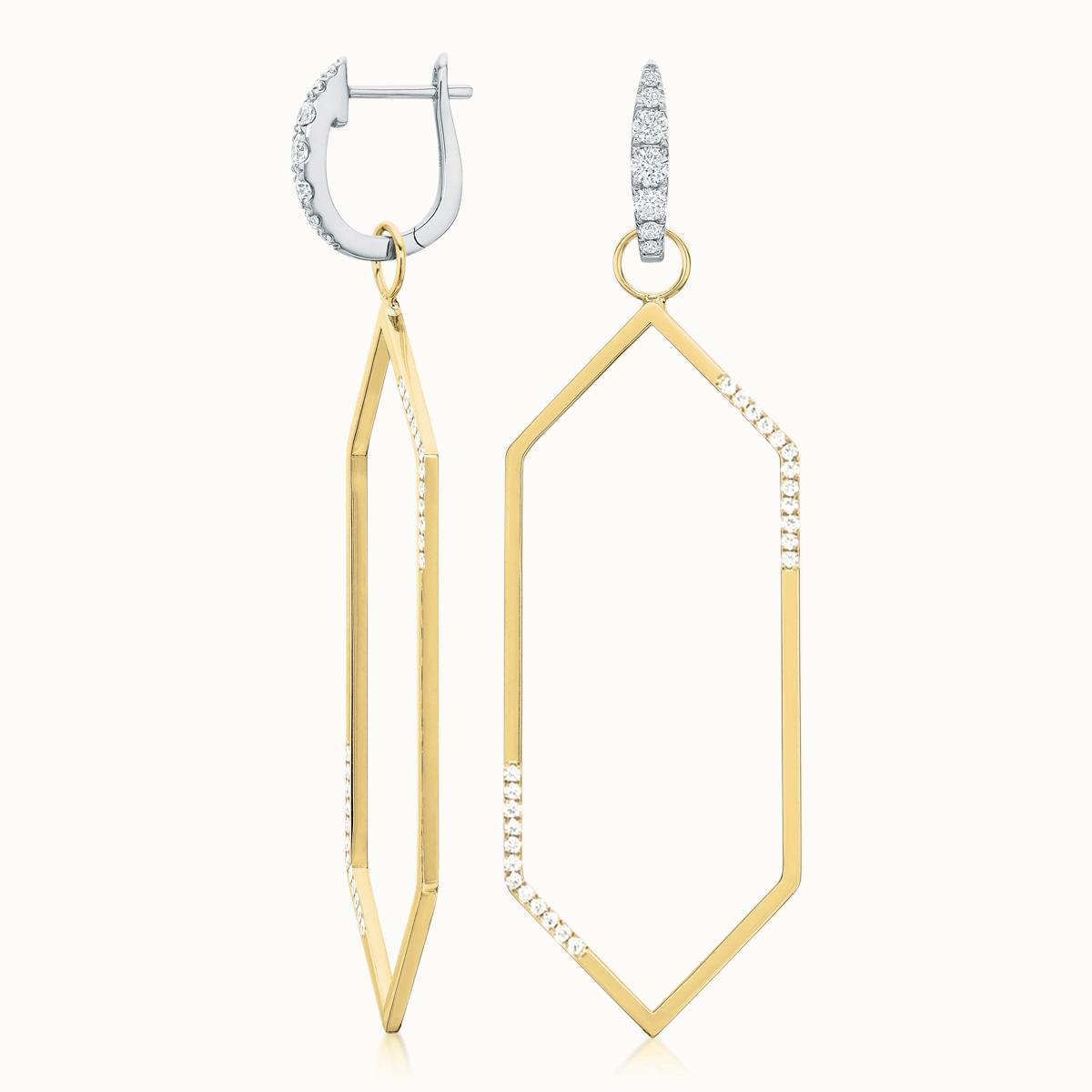 Hexagon Earring Charms Diamond