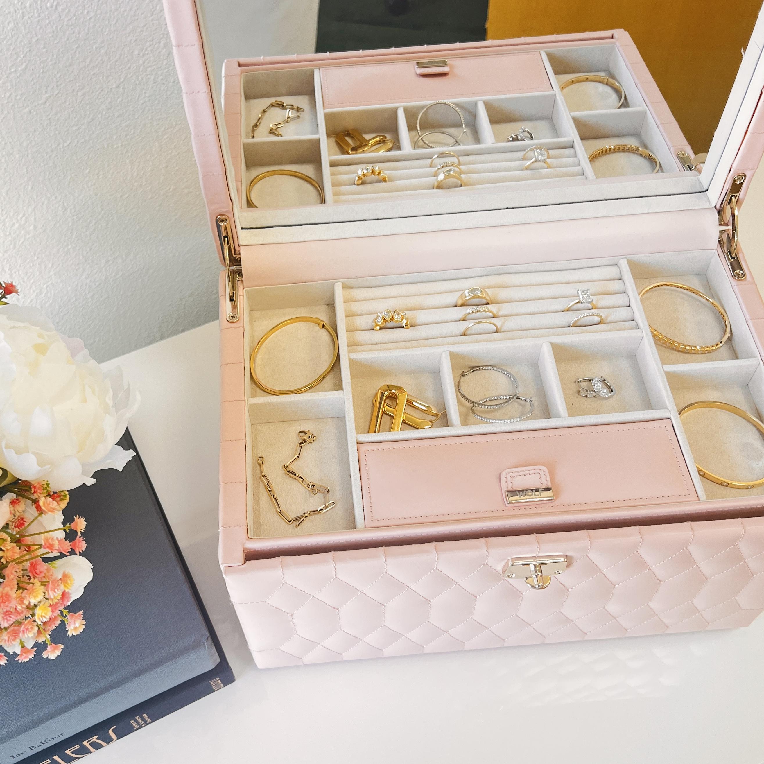 Wolf Caroline Large Jewelry Case - Rose Quartz