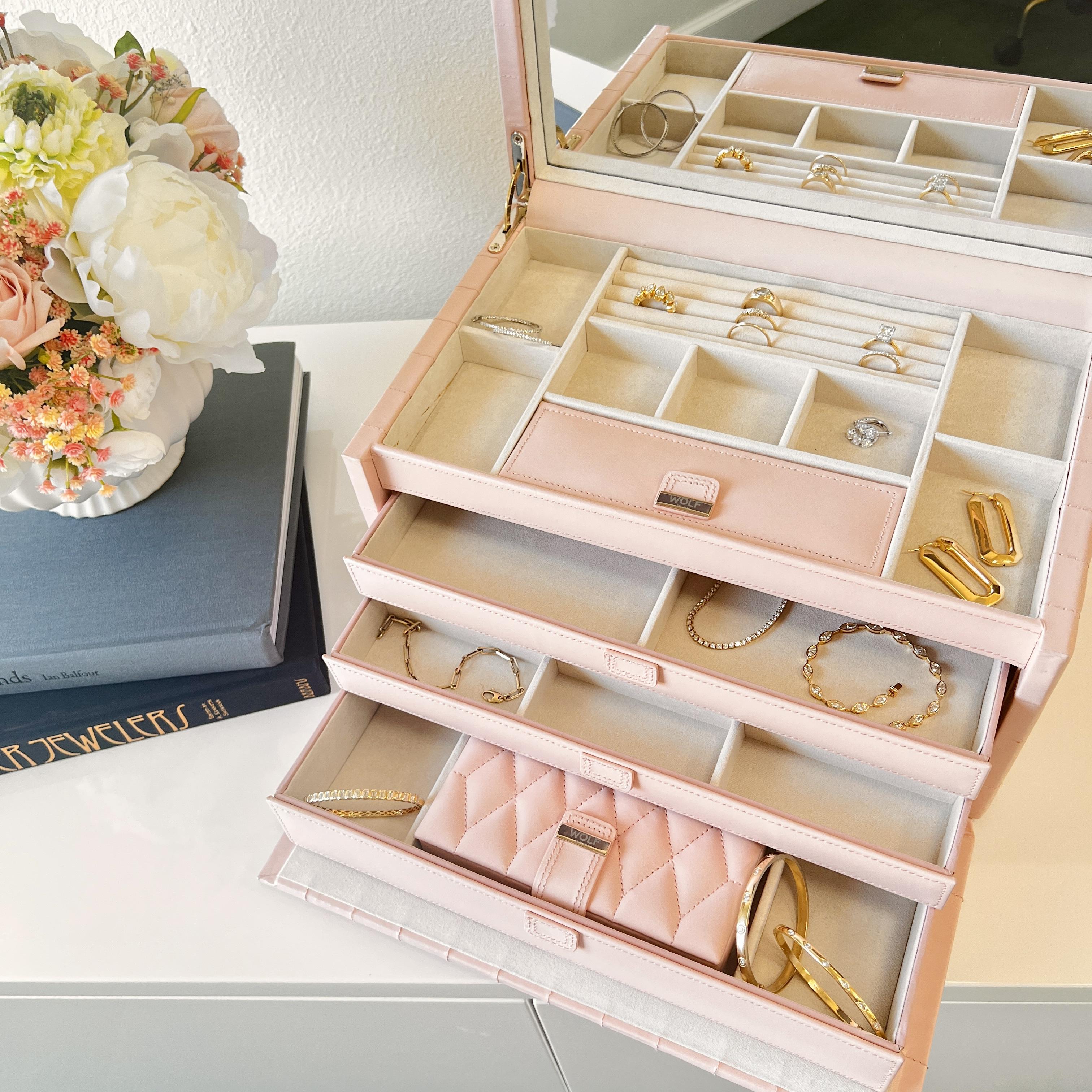 Wolf Caroline Large Jewelry Case - Rose Quartz