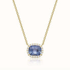 Kate Necklace Oval Sapphire Diamond Halo