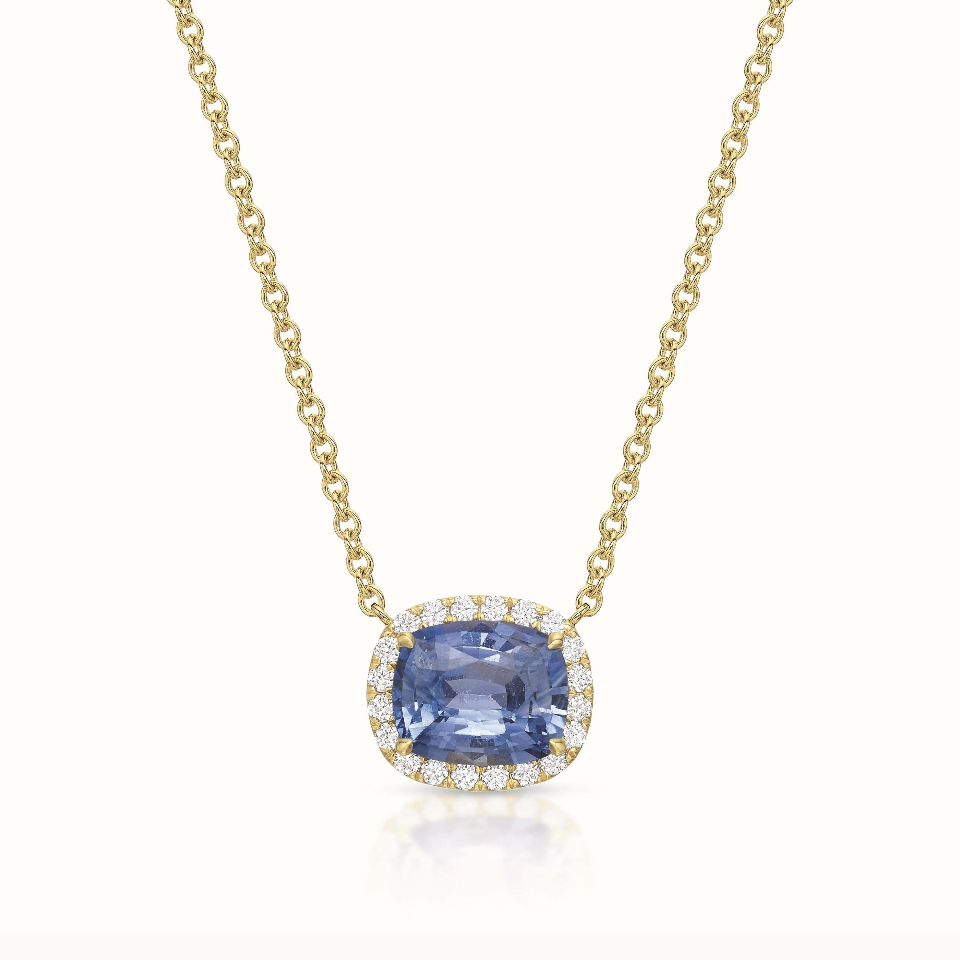 Kate Necklace Oval Sapphire Diamond Halo