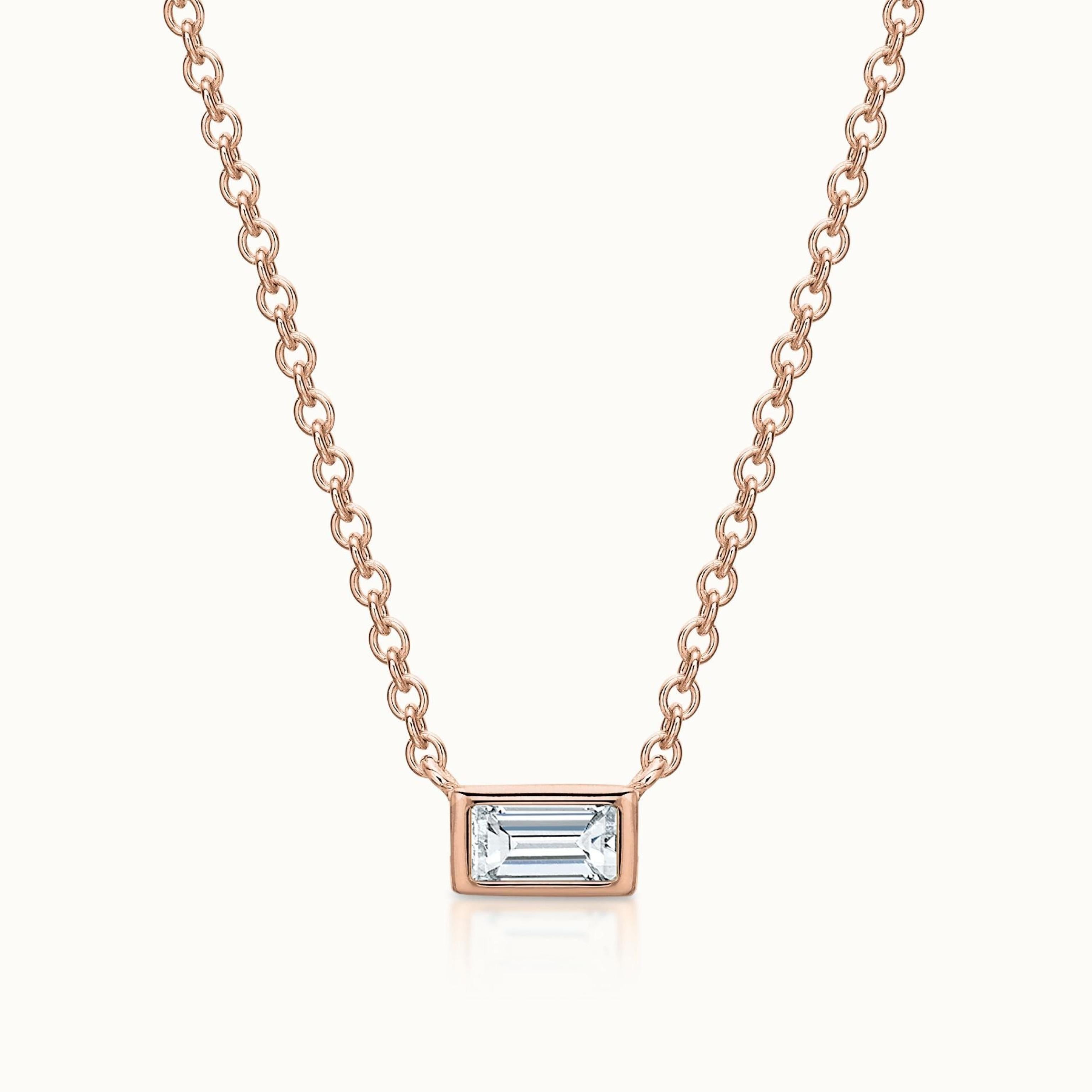 Petite Baguette Diamond Bar Necklace