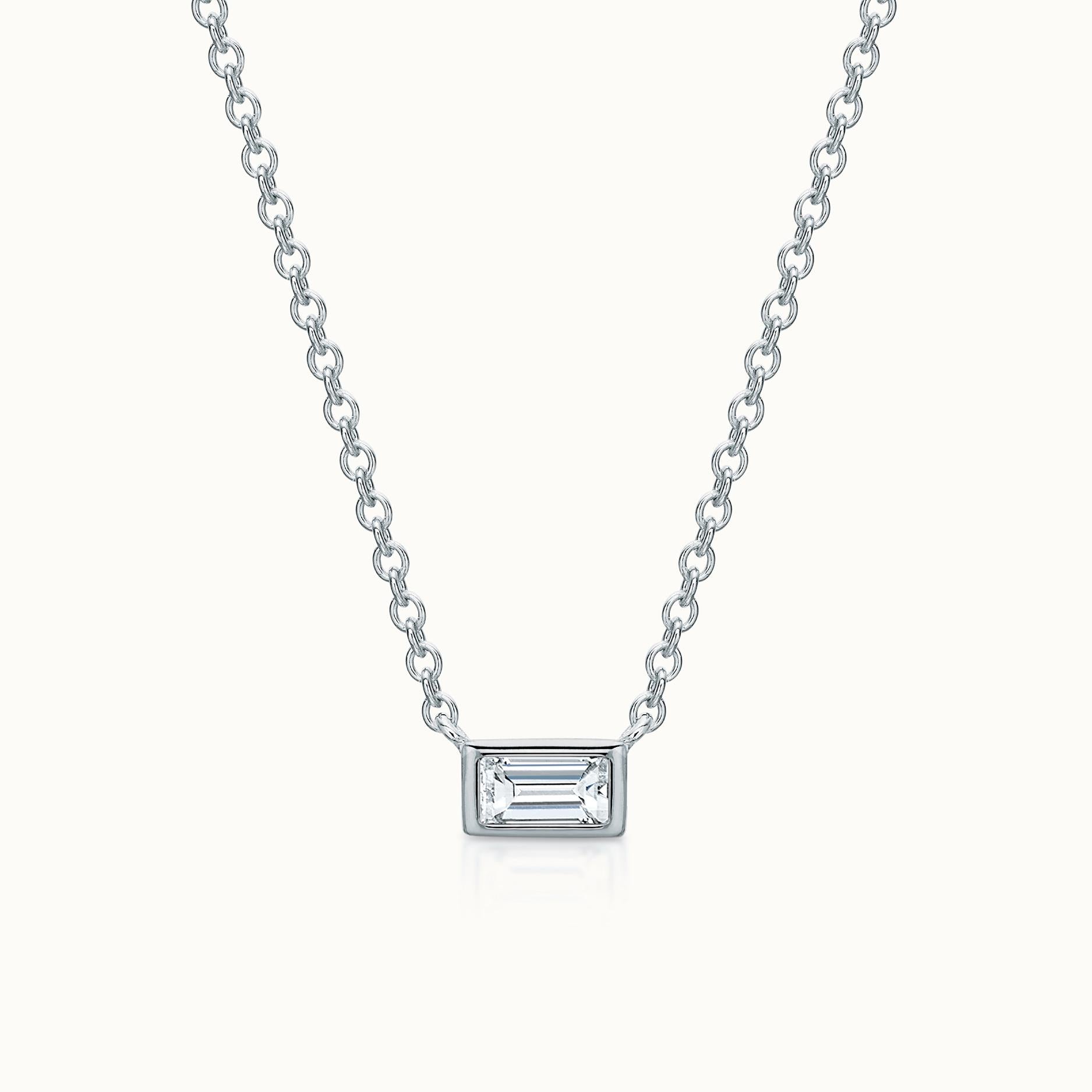 Petite Baguette Diamond Bar Necklace