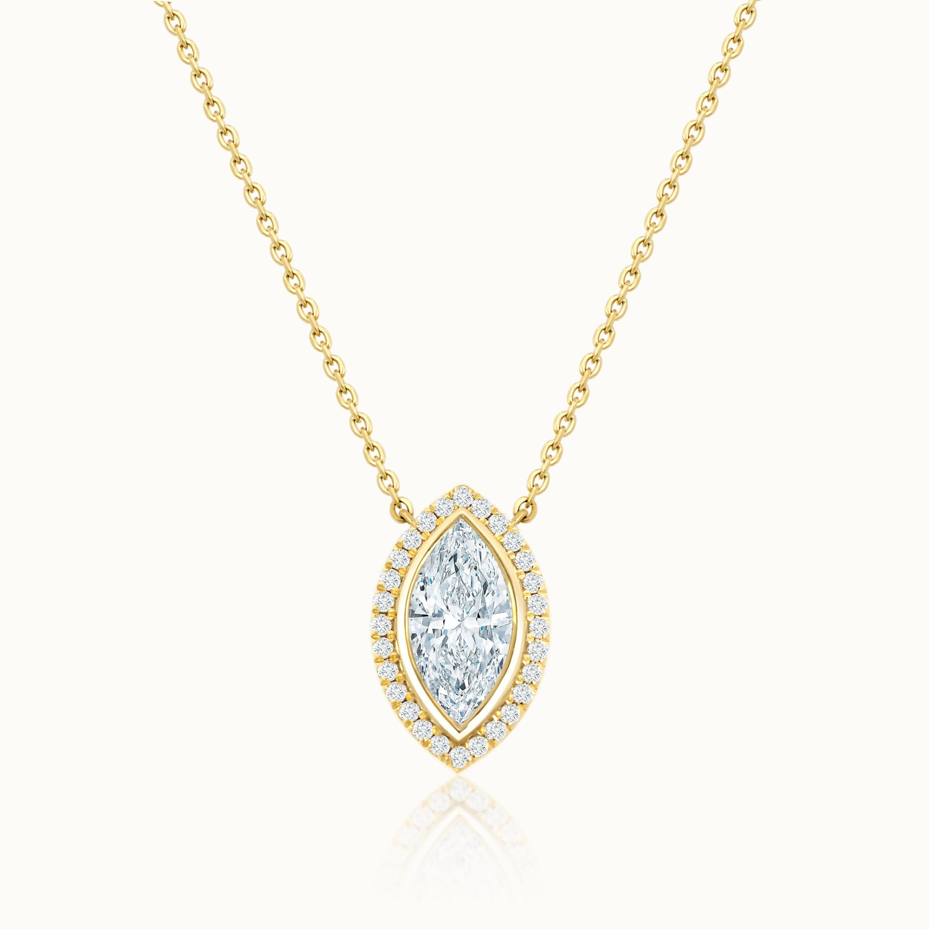 Gabriella Necklace Marquise Diamond Halo
