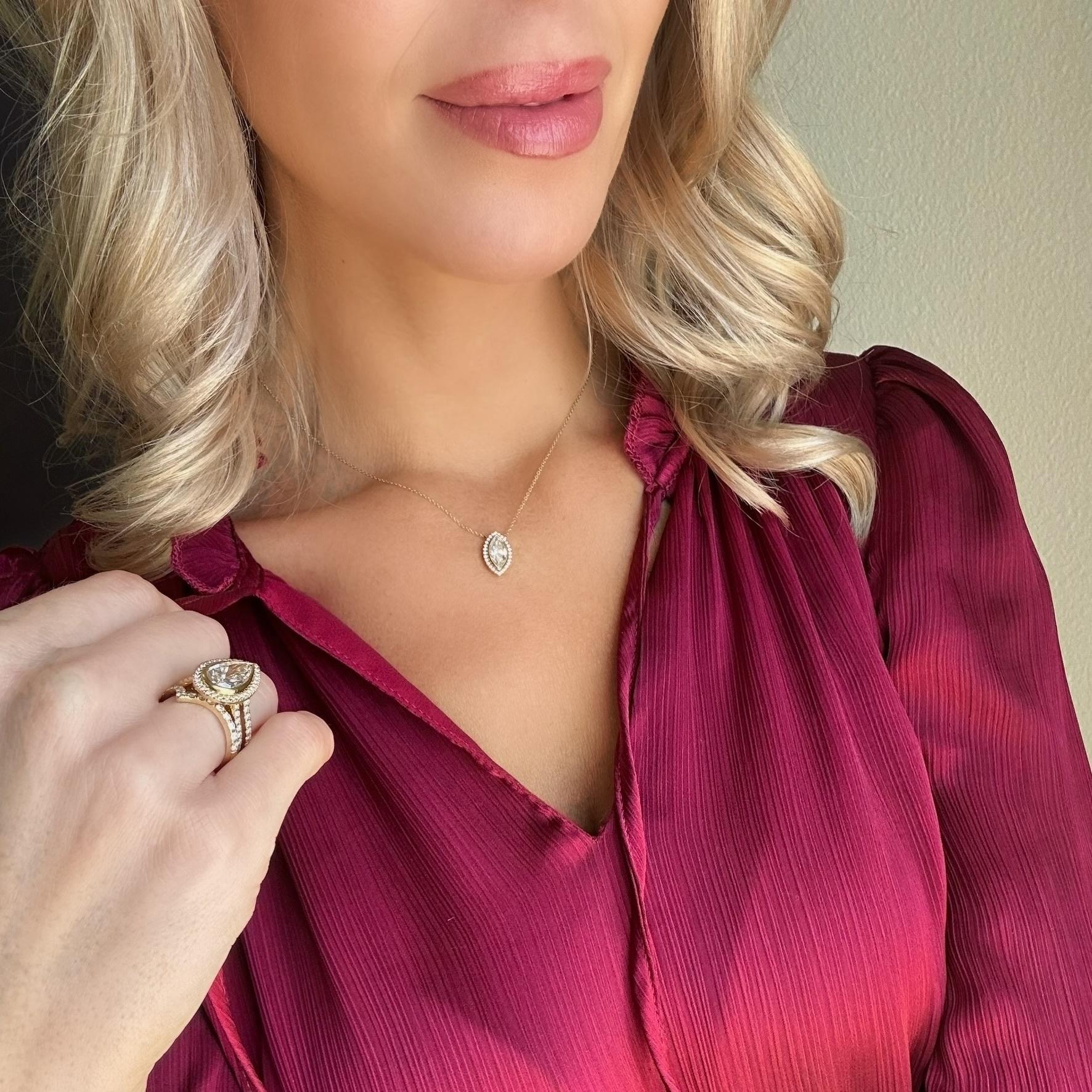 Gabriella Necklace Marquise Diamond Halo