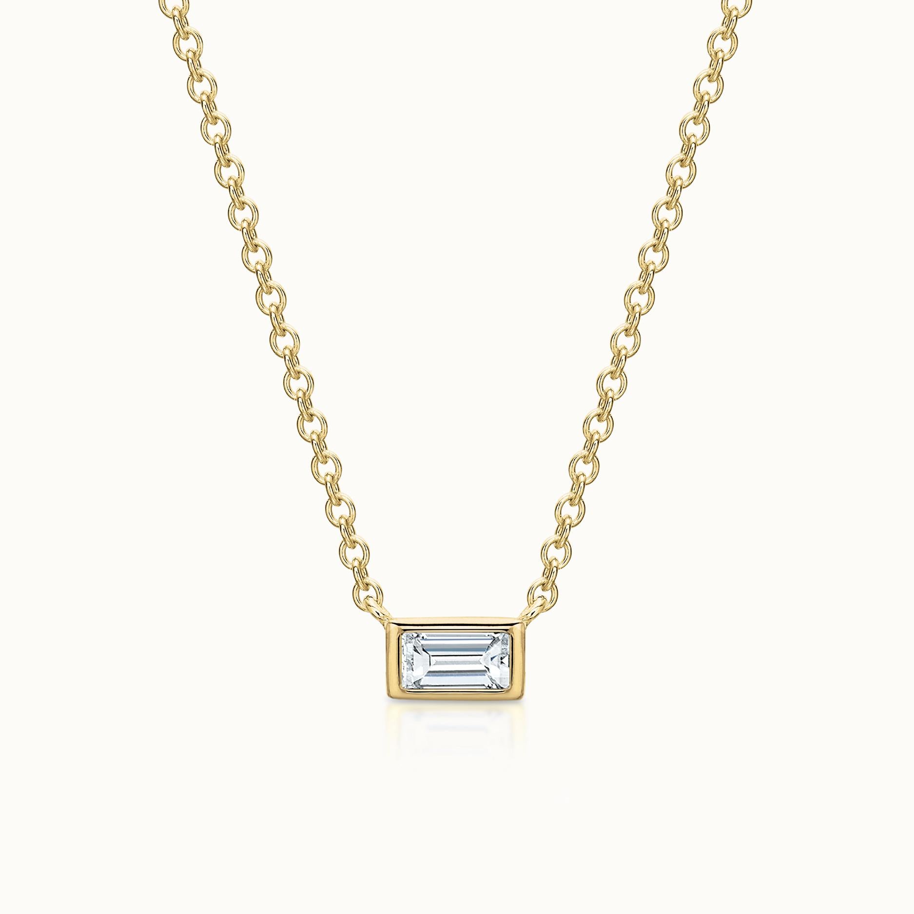 Petite Baguette Diamond Bar Necklace
