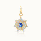 Spike Halo & Pave Blue Sapphire Center Pendant