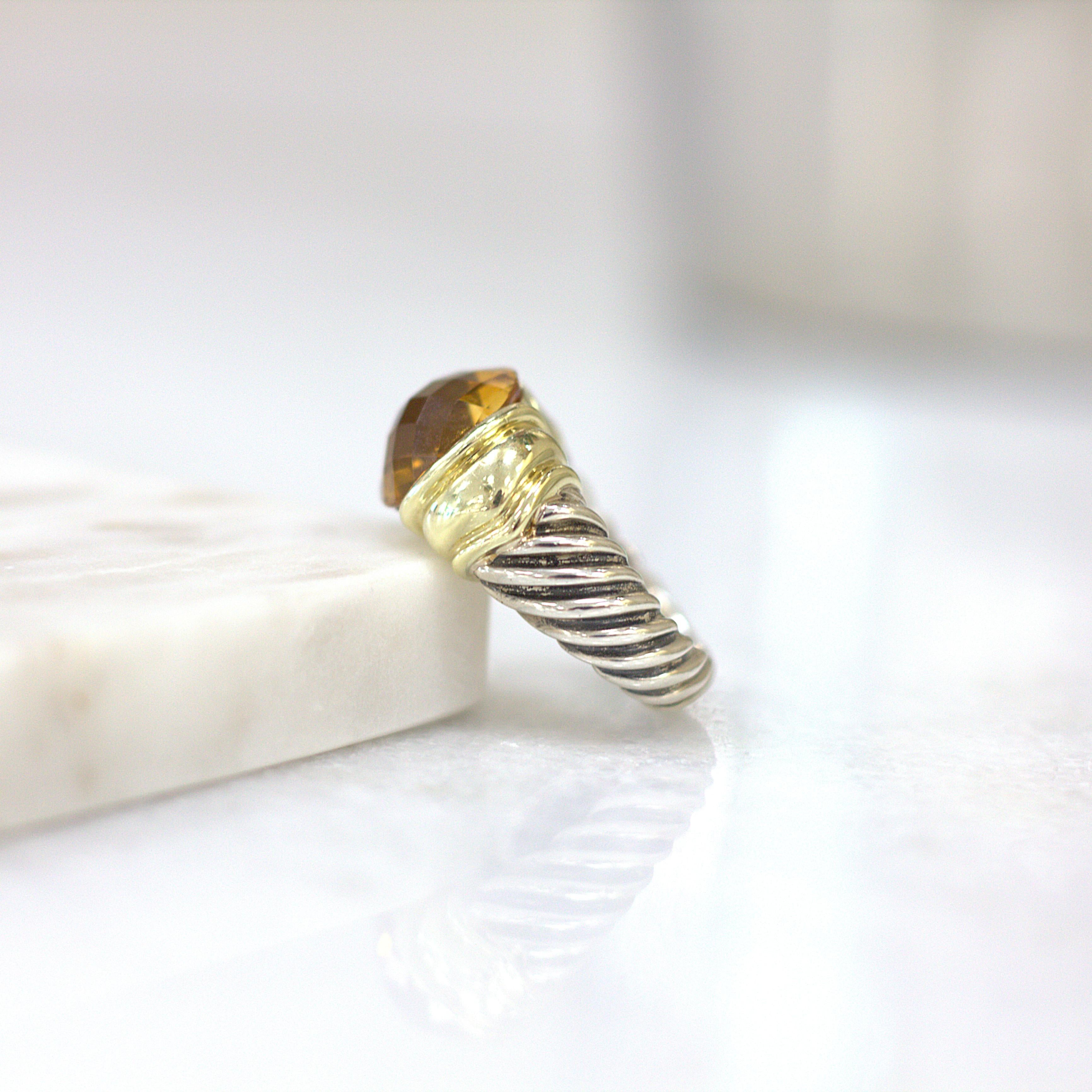 ESTATE David Yurman Citrine Two Tone Ring