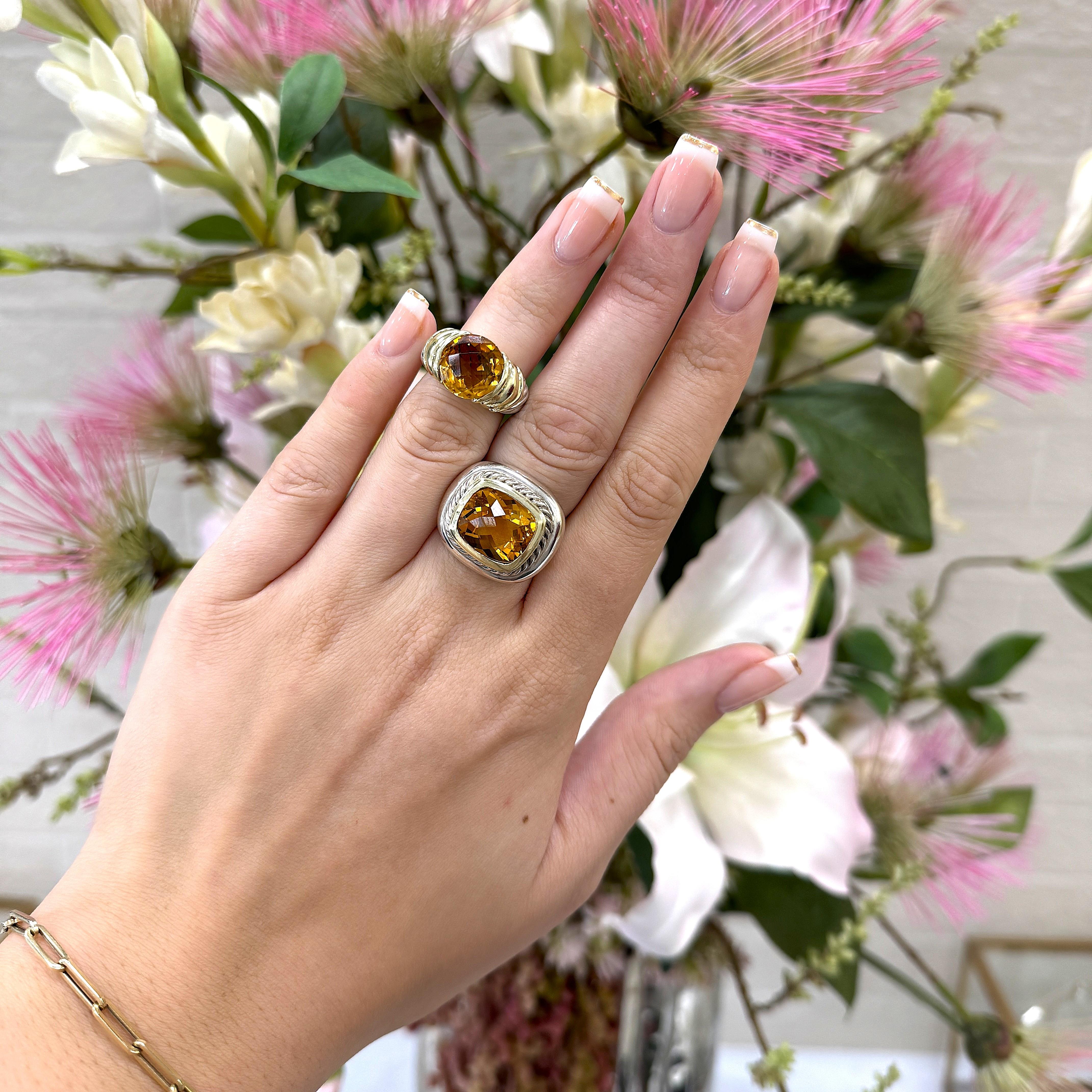 ESTATE Citrine Two Tone Ring