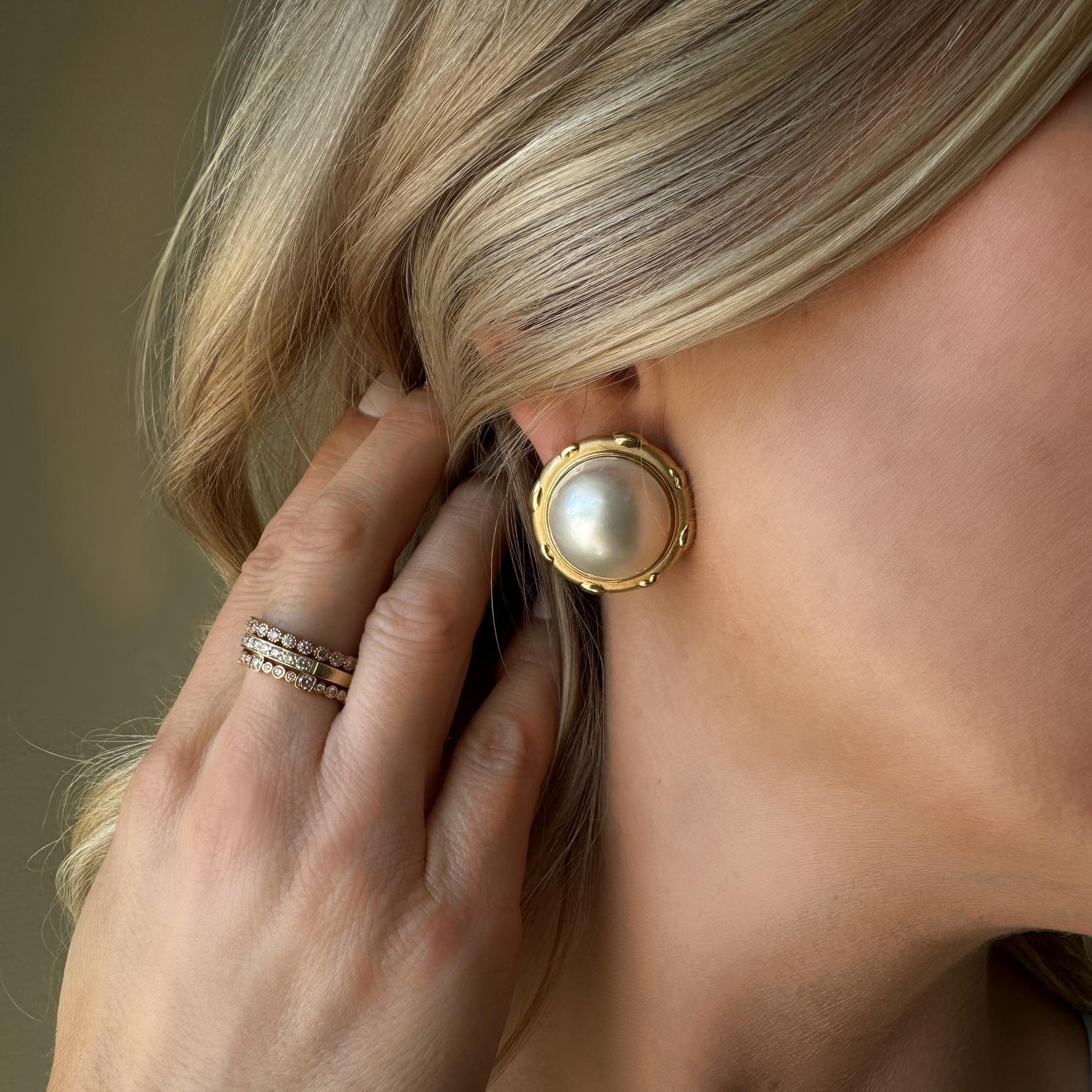 ESTATE Mabe Pearl Earrings