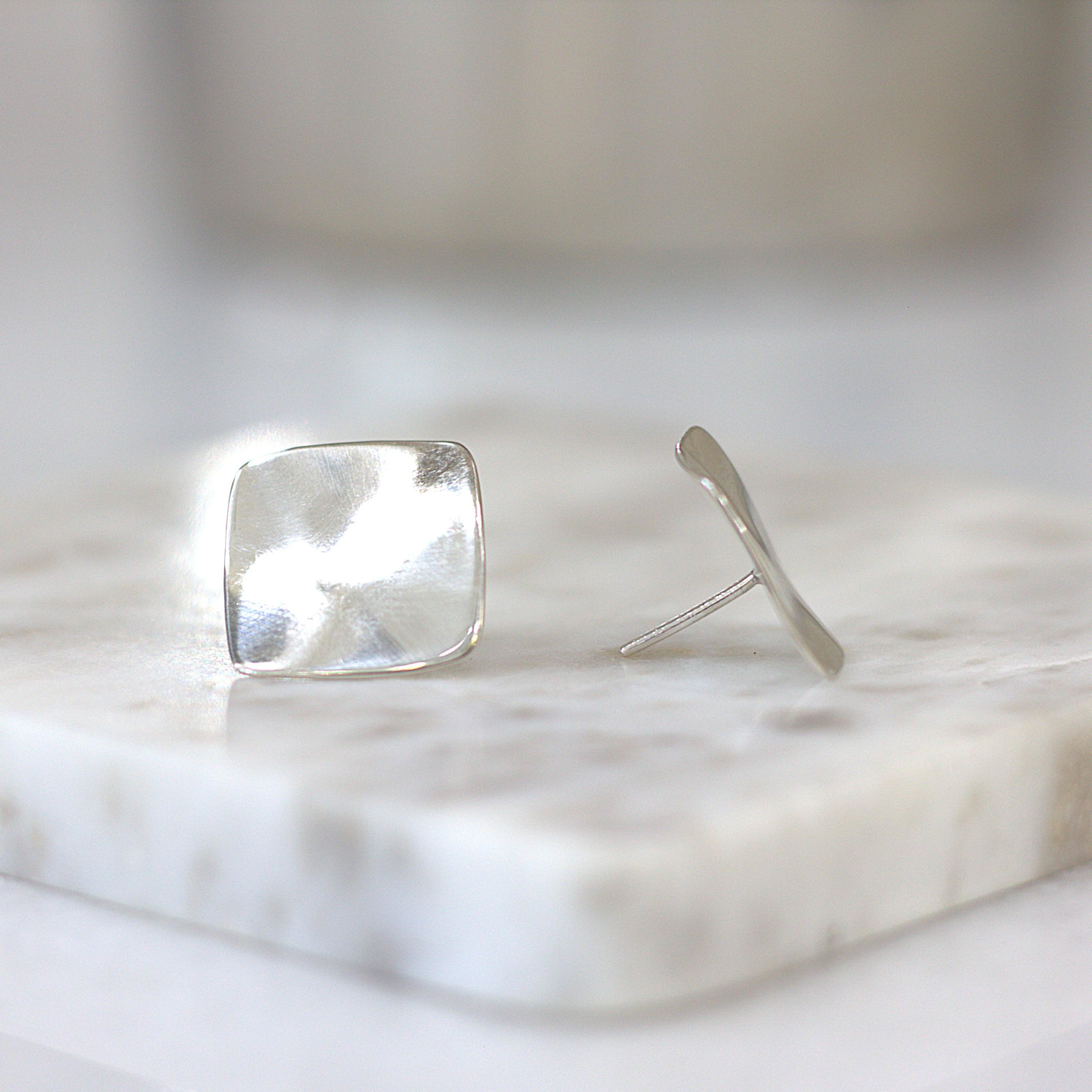ESTATE Silver Square Earrings