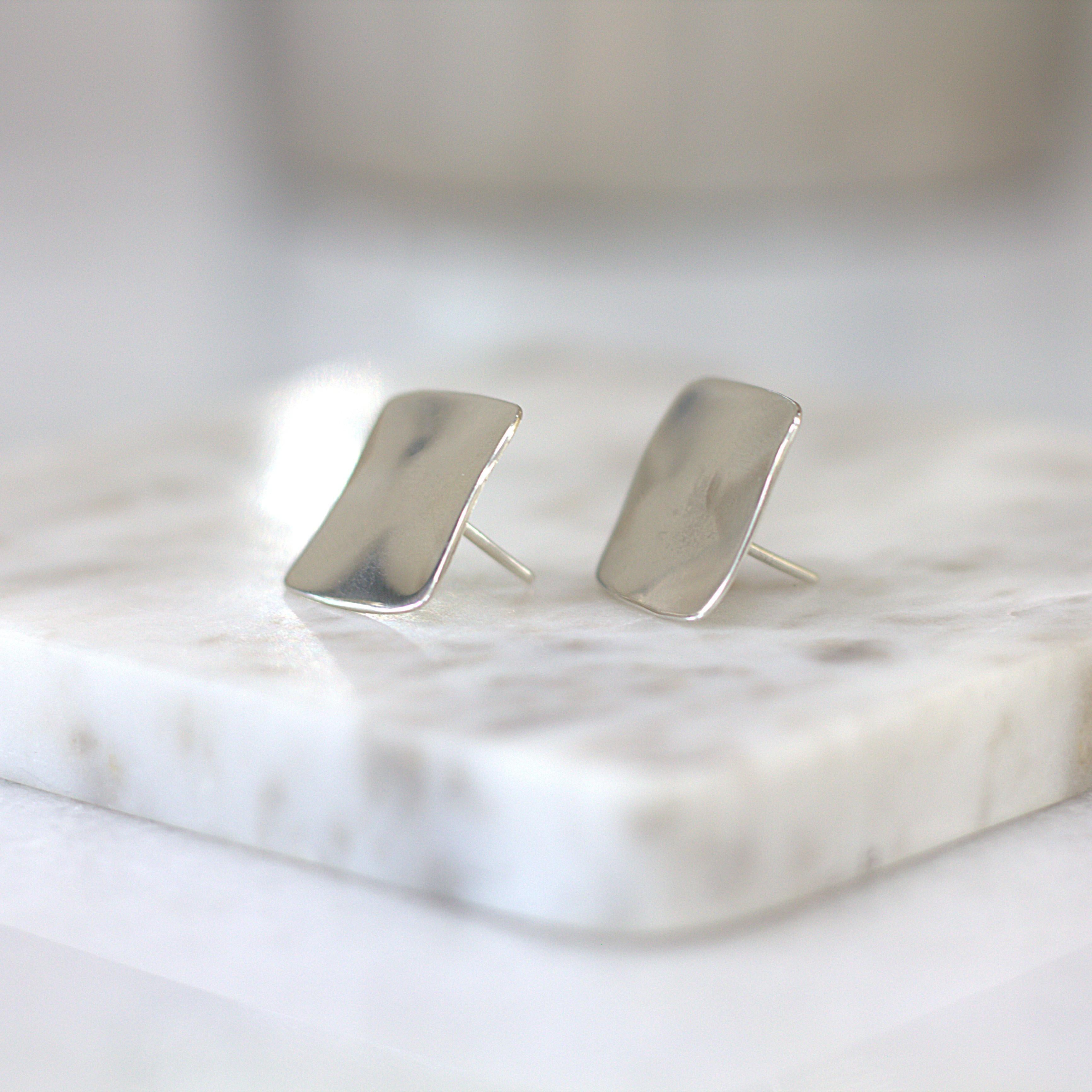 ESTATE Silver Square Earrings