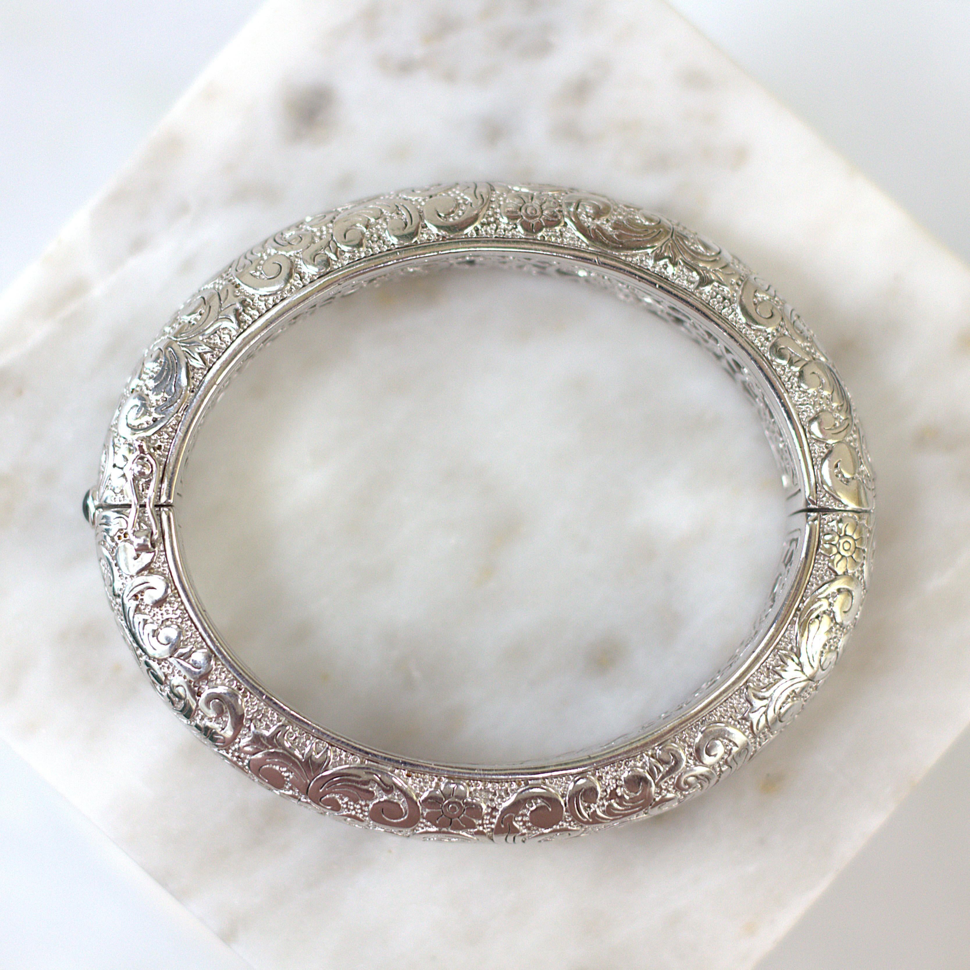 ESTATE Monica Rich Kosann Engraved Silver Bangle