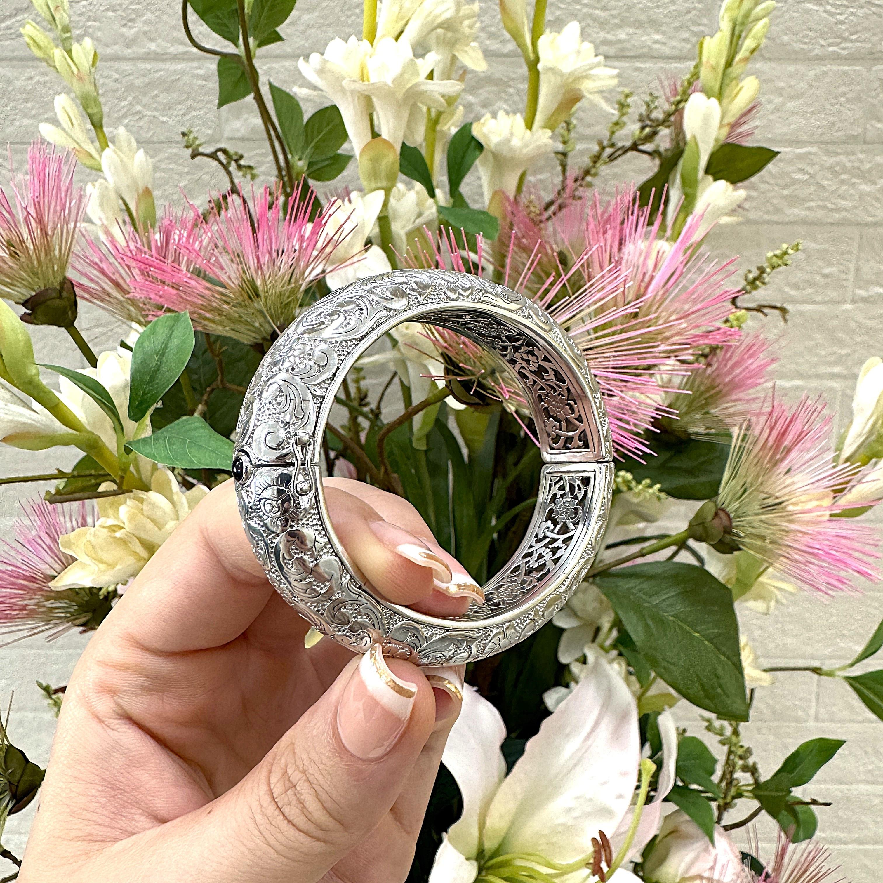 ESTATE Monica Rich Kosann Engraved Silver Bangle