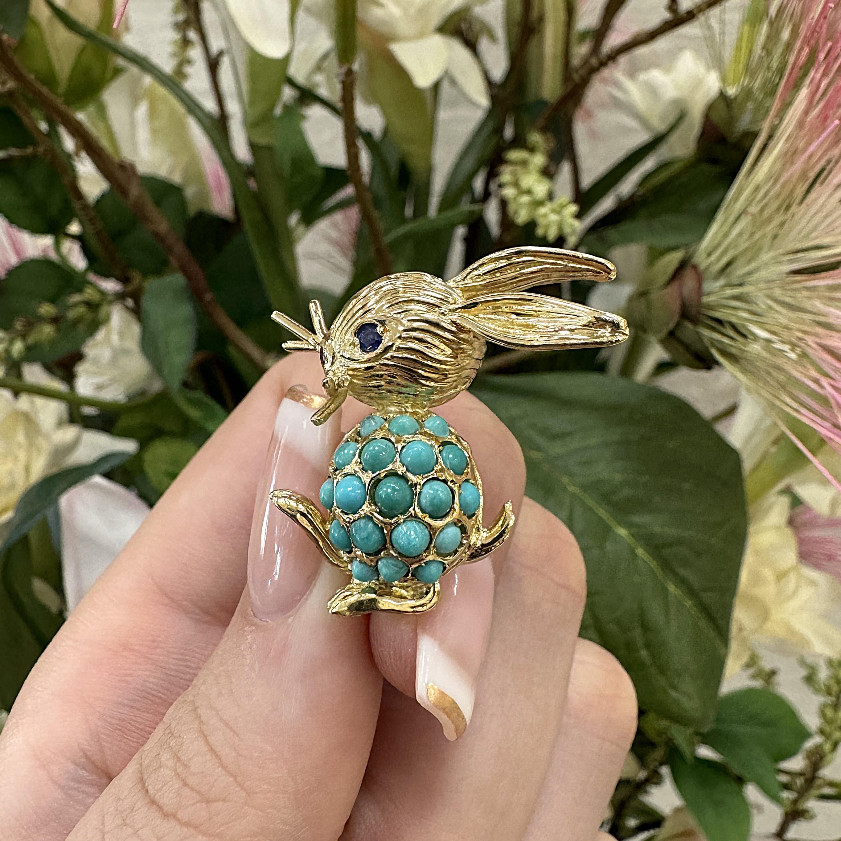 ESTATE Turqoise Bunny Brooch