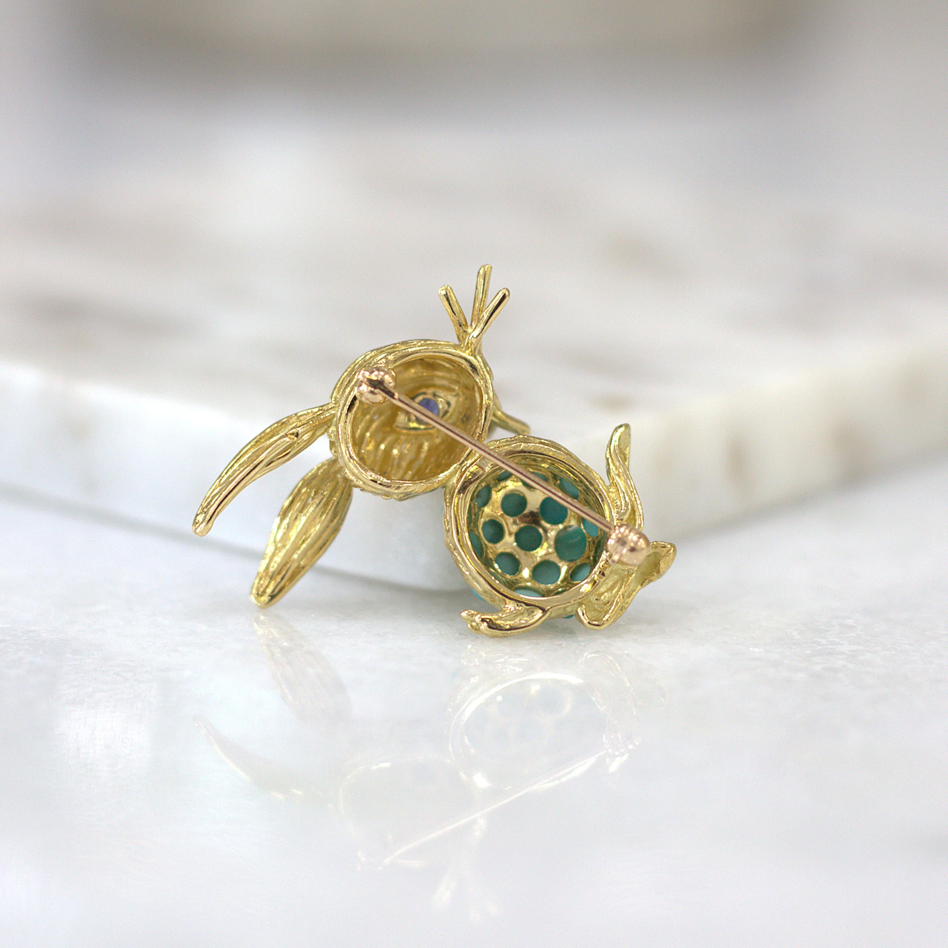 ESTATE Turqoise Bunny Brooch