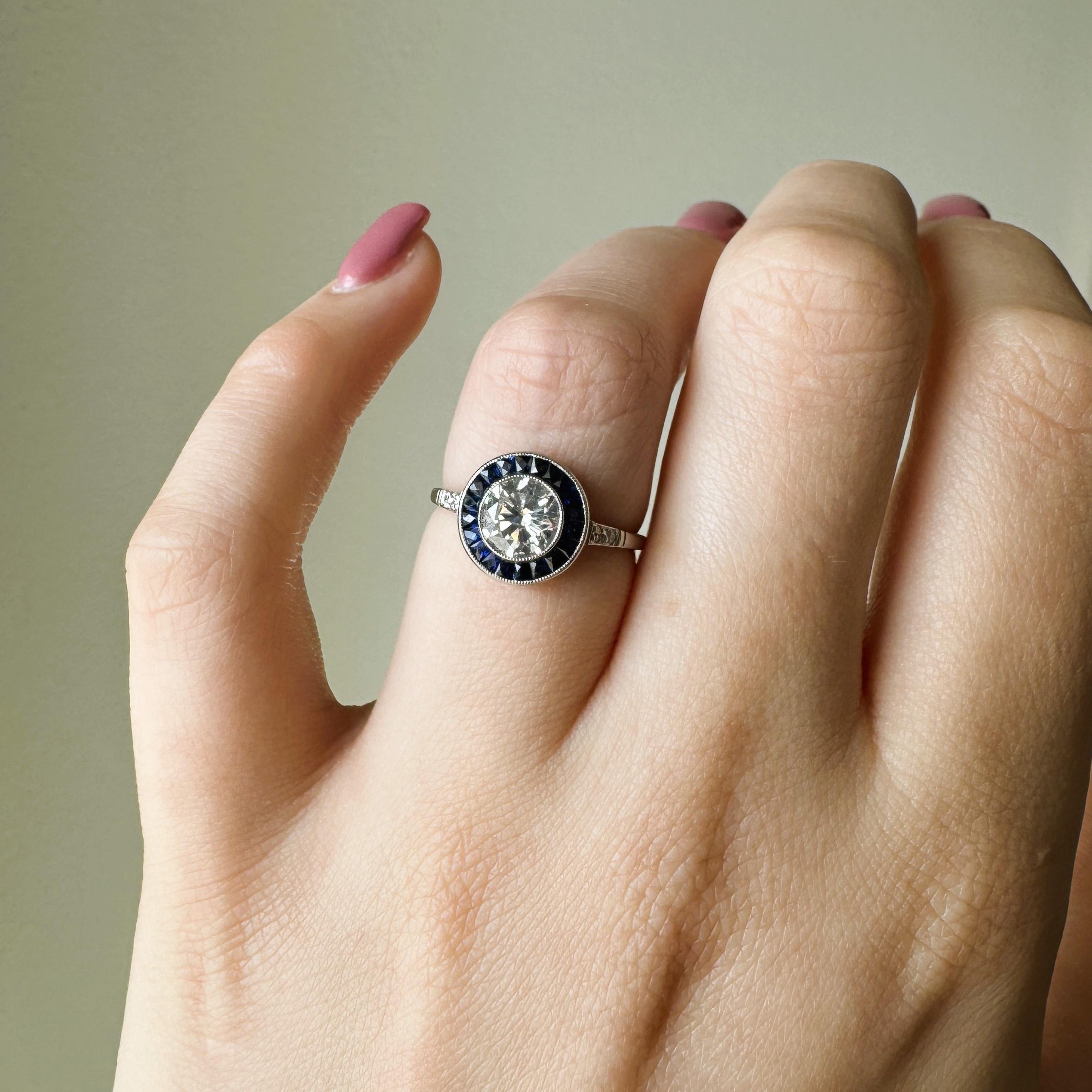 ESTATE Sapphire & Old European Diamond Ring