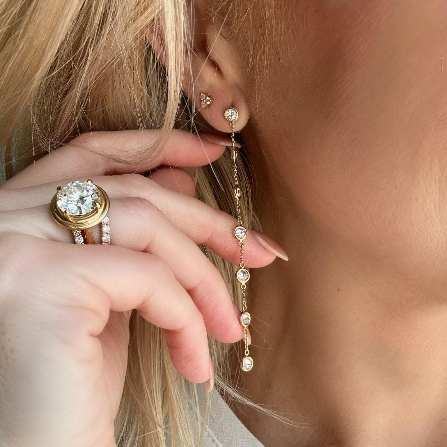 ESTATE Drop Diamond Station Earrings