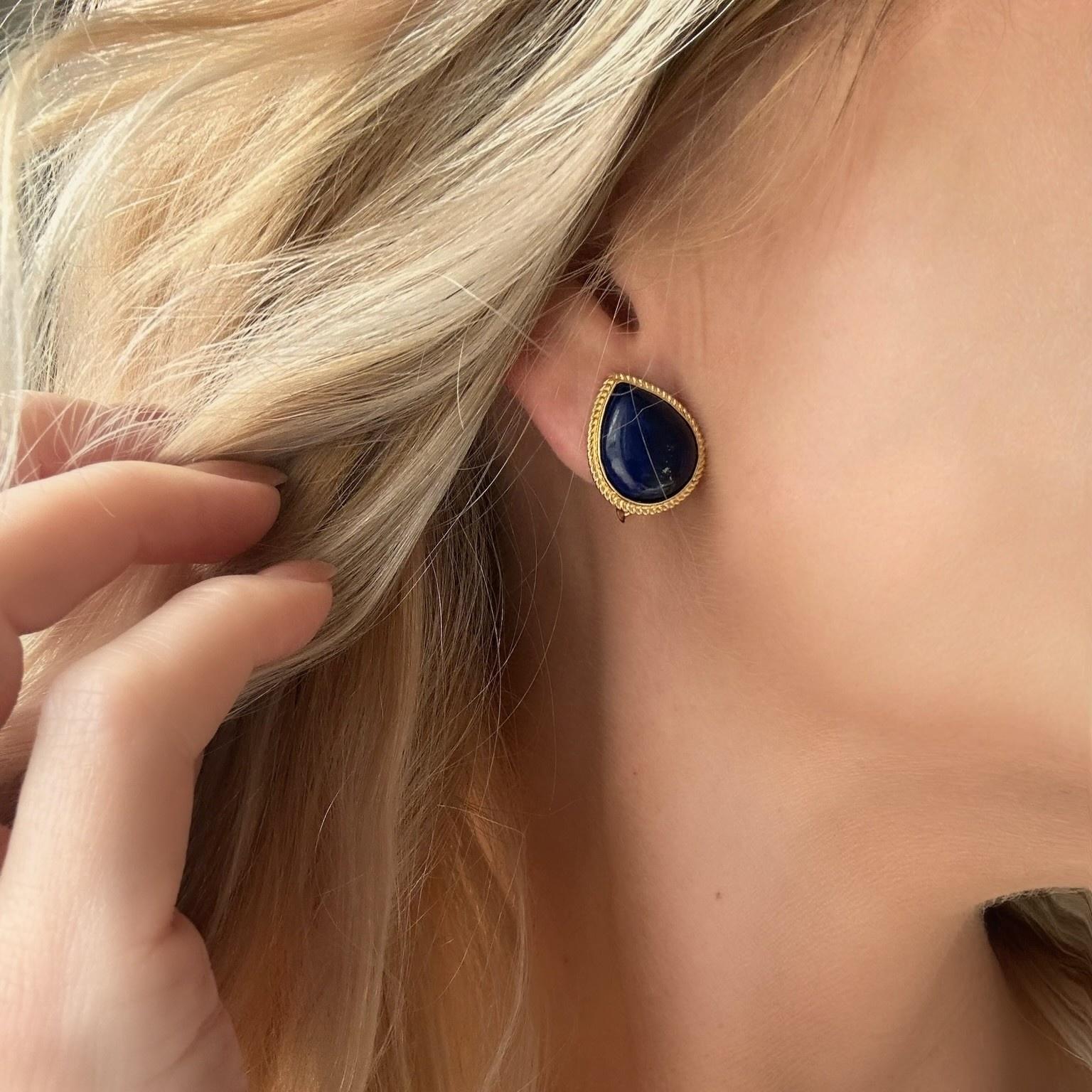ESTATE Pear Shaped Lapis Lazuli Earrings