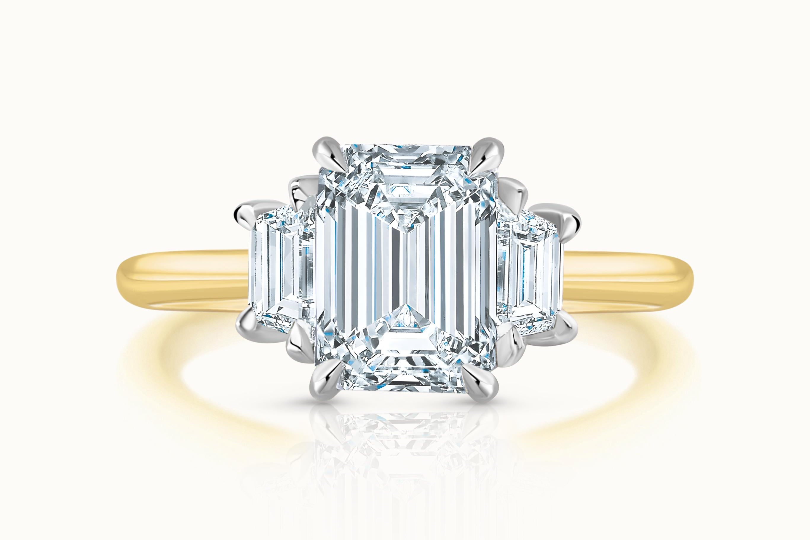 Lauren 18k Two Tone Emerald Cut Diamond Three Stone Ring product image