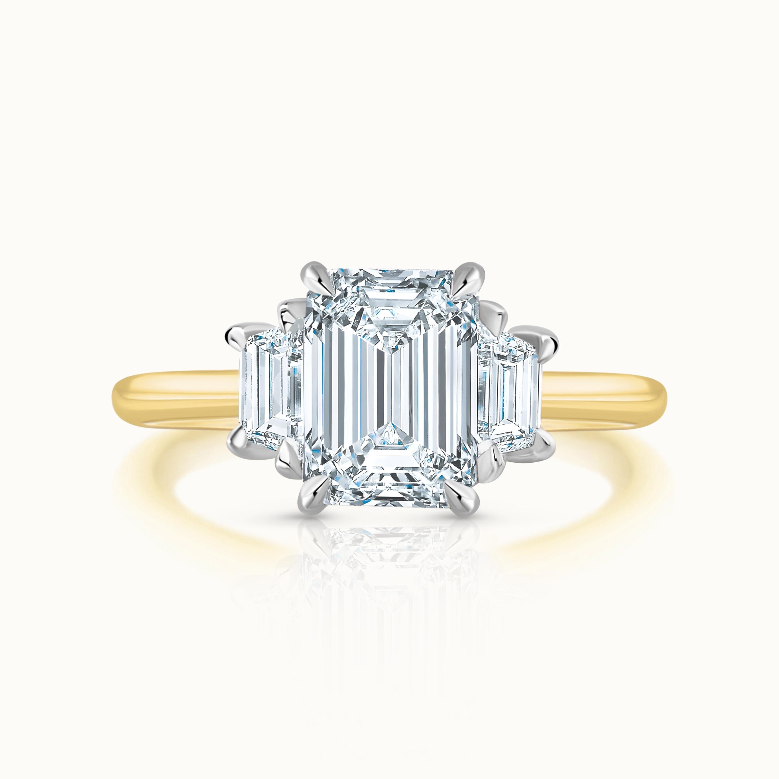 Lauren 18k Two Tone Emerald Cut Diamond Three Stone Ring product image