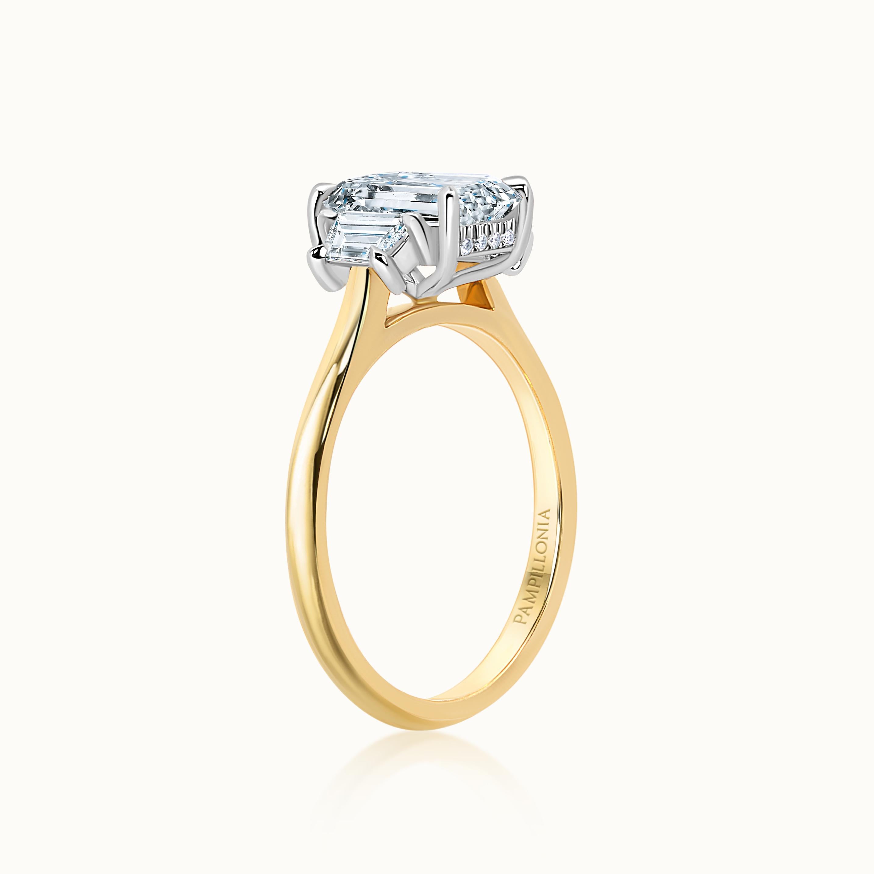 profile product image of Lauren 18k Two Tone Emerald Cut Diamond Three Stone Ring