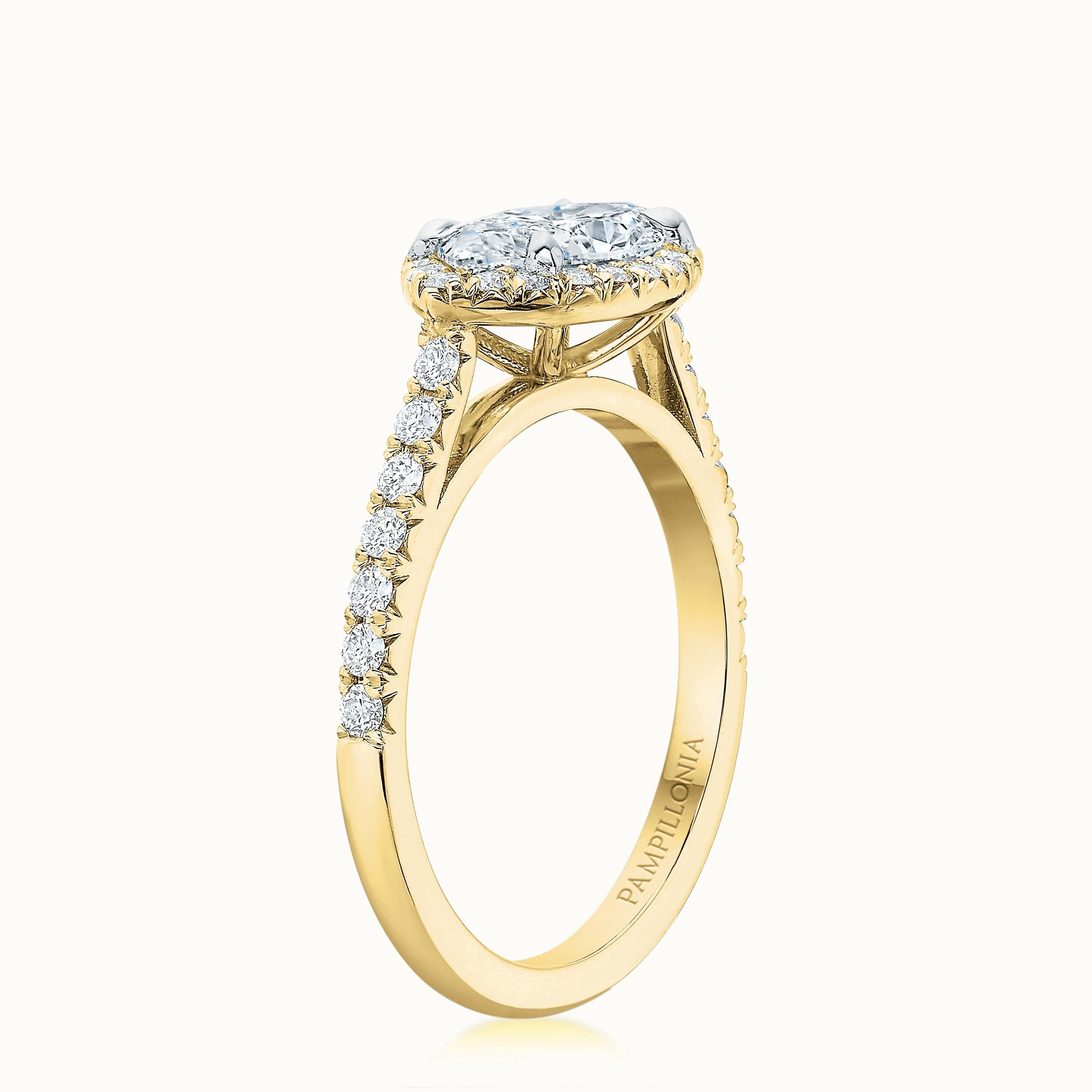 Profile product image of Kate 18k Yellow Gold East West Marquise Diamond Halo Ring