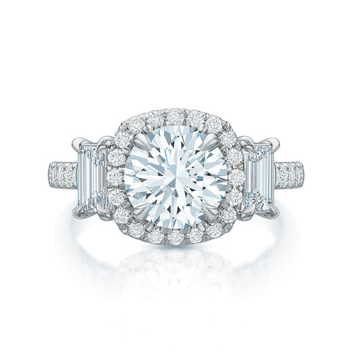SOLD - Kate Three-Stone Round Halo