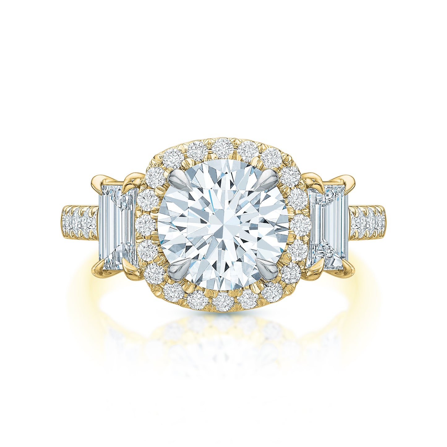 Kate Three-Stone Round Halo