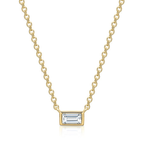 Petite Baguette Diamond Bar Pendant