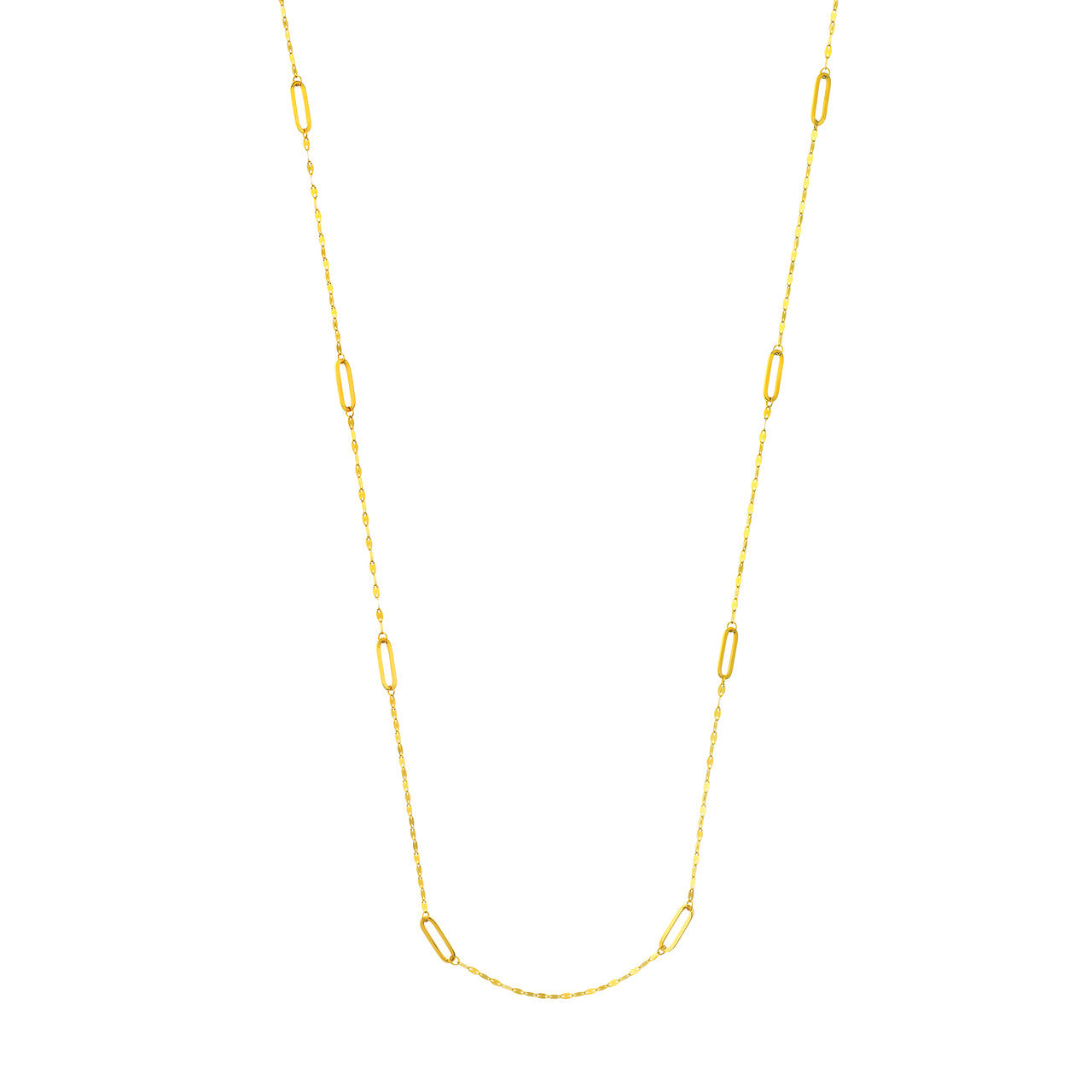 Long Paperclip Link Station Necklace