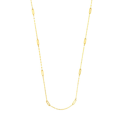 Long Paperclip Link Station Necklace