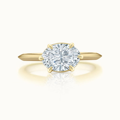 14k Yellow Gold Oval Diamond East-West Solitaire 1.54 ct