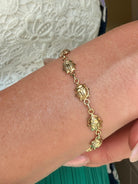ESTATE 14k Yellow Gold Enamel Ladybug Bracelet