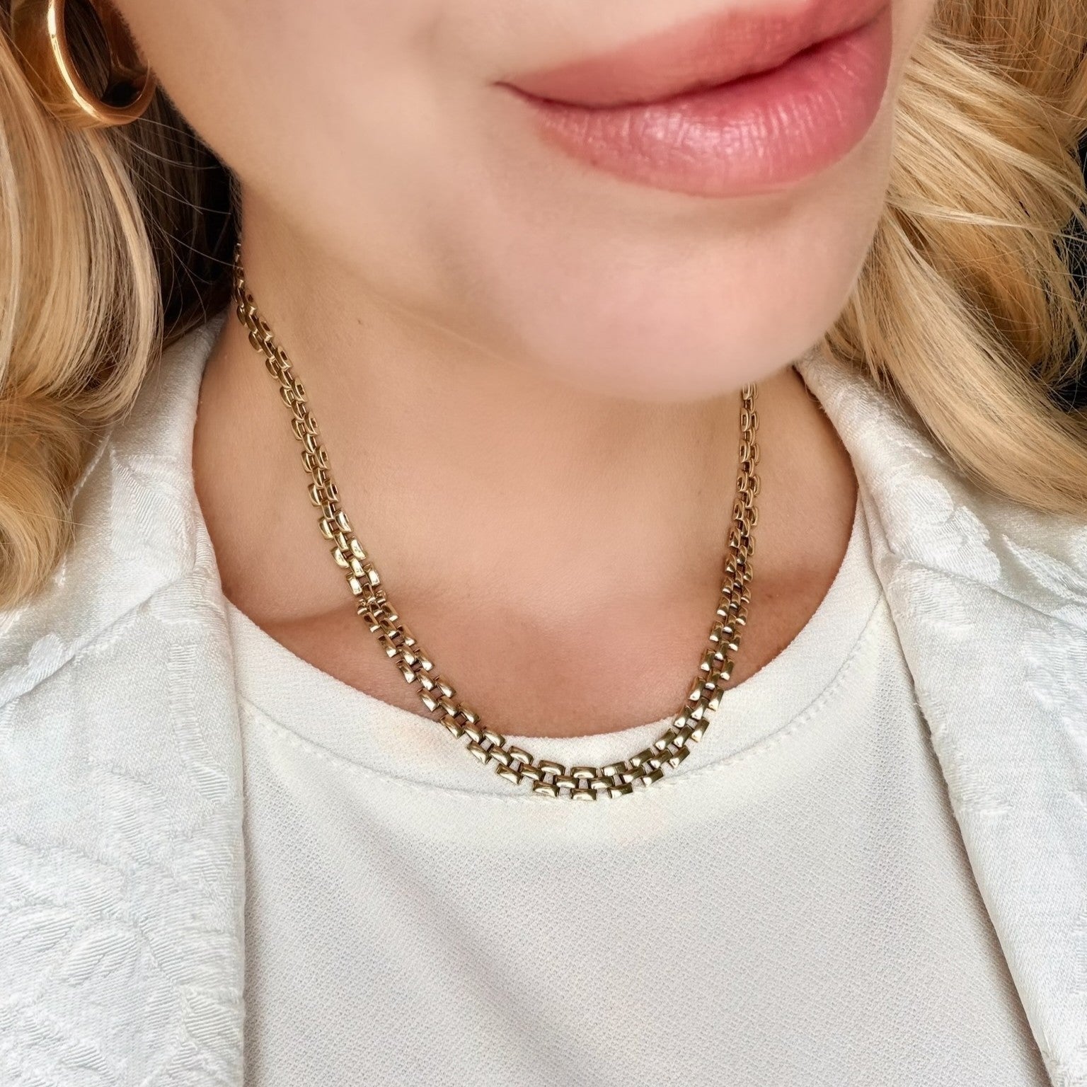 ESTATE 14k Yellow Gold Panther Link Chain Necklace