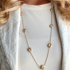 ESTATE 18k Two Tone Gold Pebbled Diamond Station Necklace