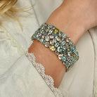 ESTATE 18k White Gold Semi-Precious Gemstone & Diamond Bracelet