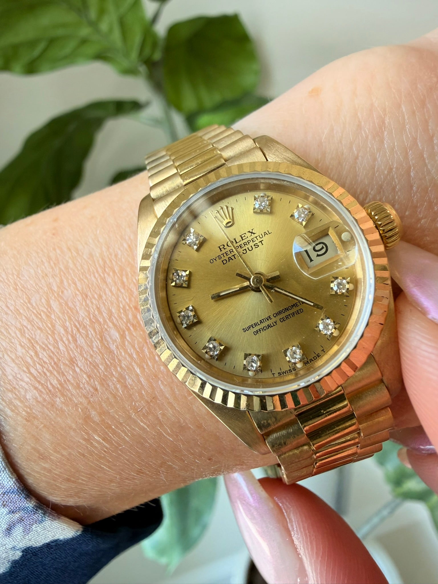 PREOWNED Rolex Oyster Perpetual Datejust 26mm Champagne Diamond Dial