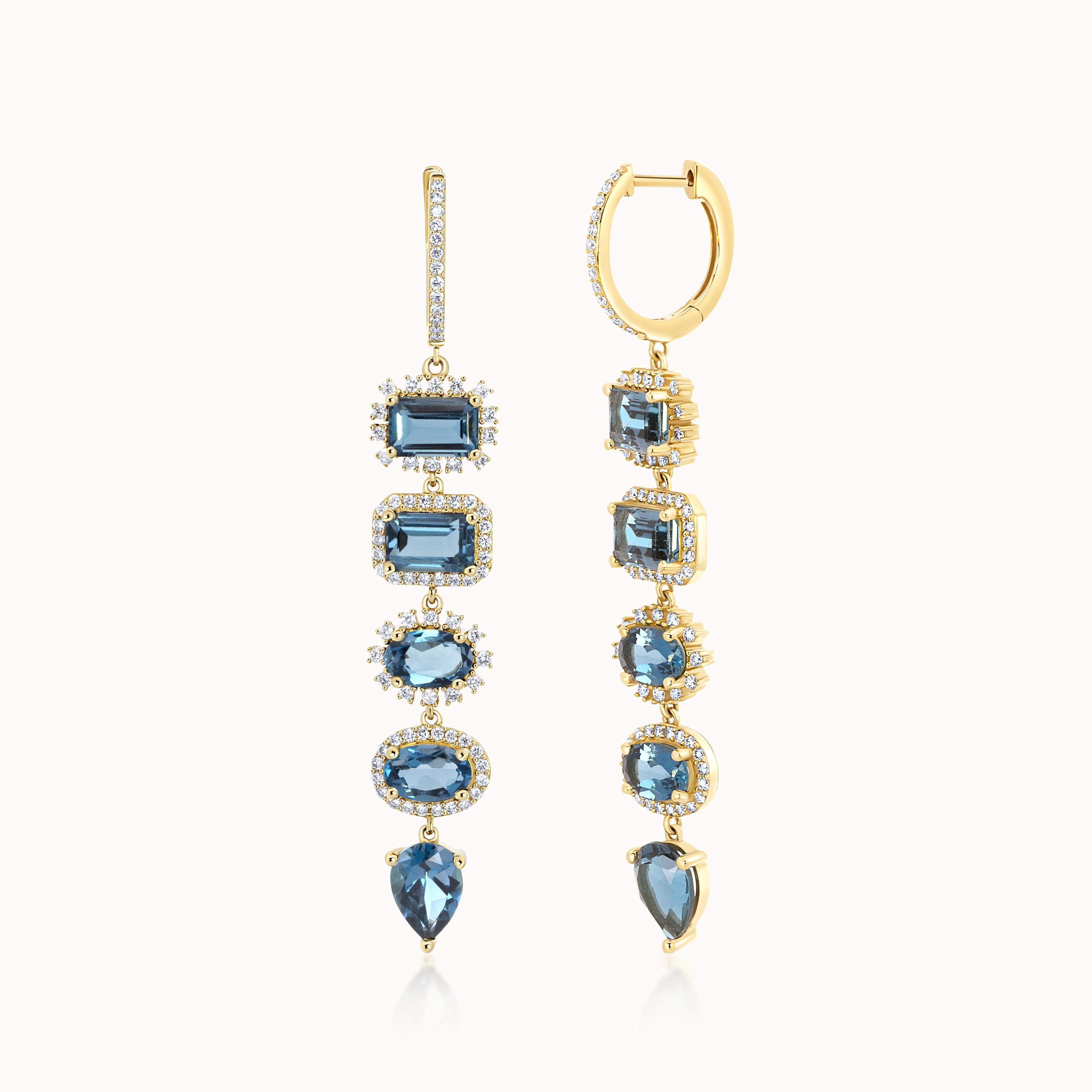 One of a Kind London Blue Topaz & Diamond Dangle Earrings