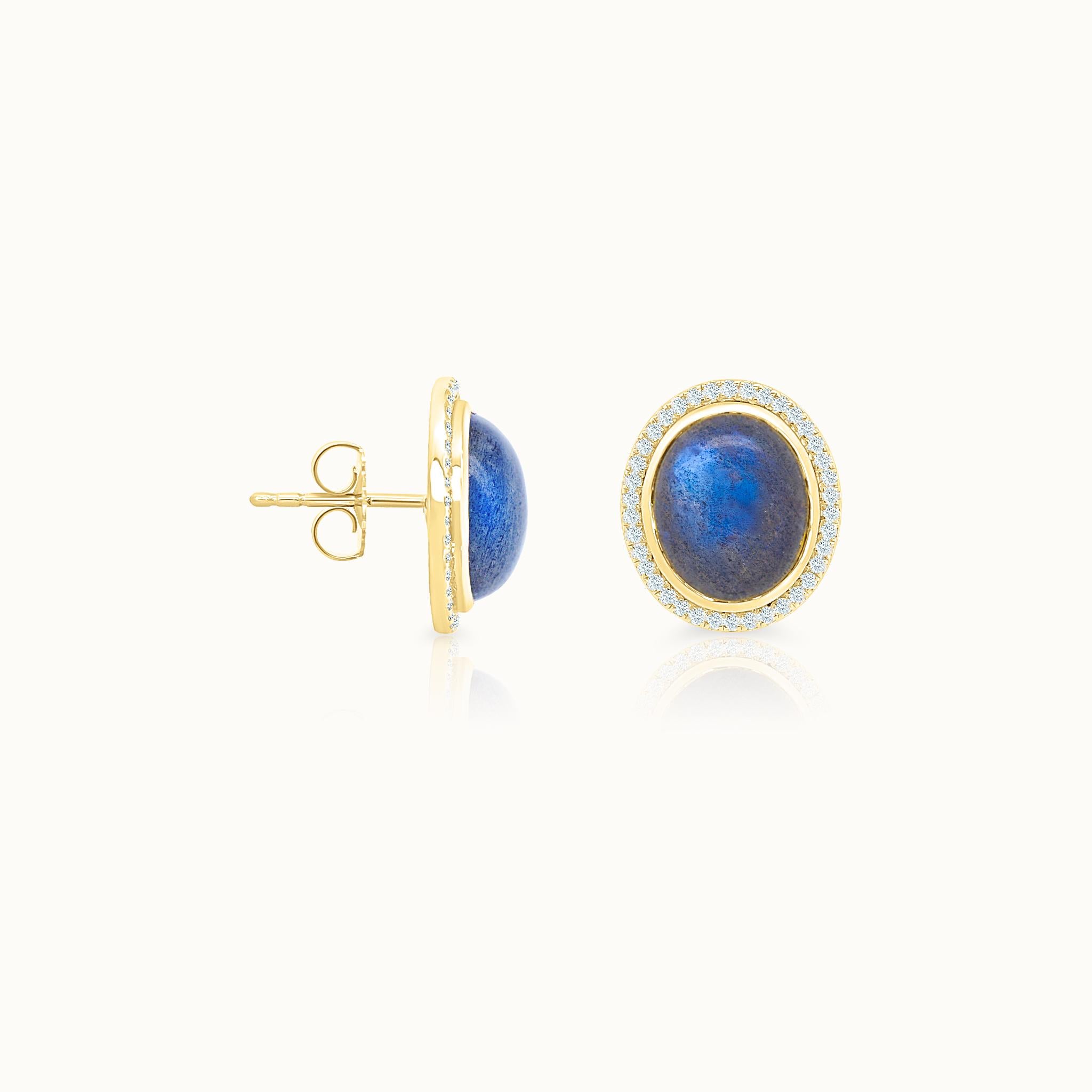 Labradorite Diamond Halo Studs