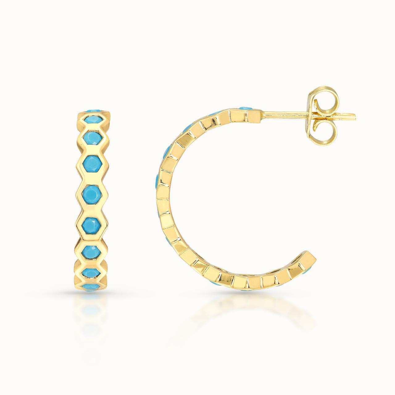 Turquoise Honeycomb Hoops