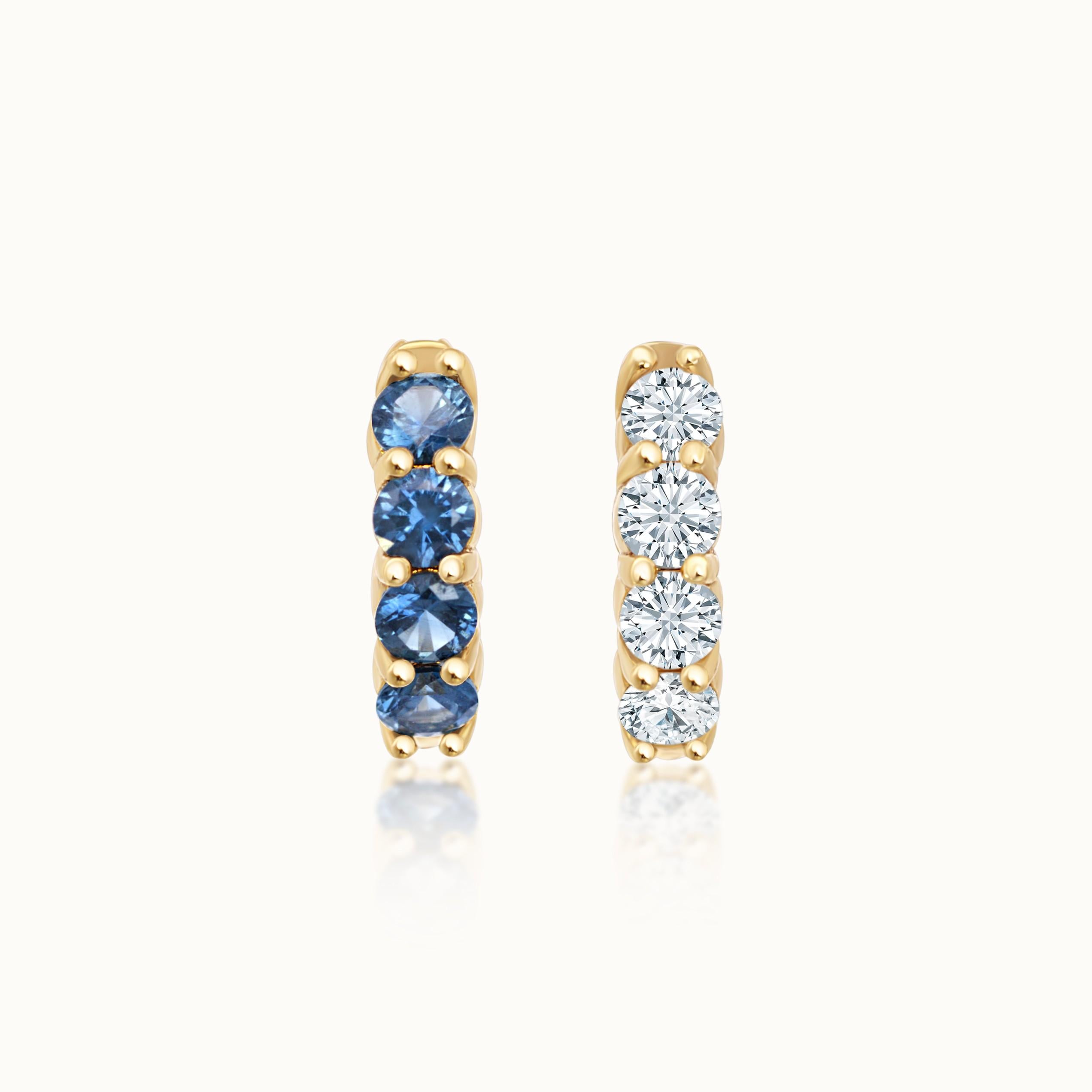 Savannah Reversible Sapphire & Diamond Huggies