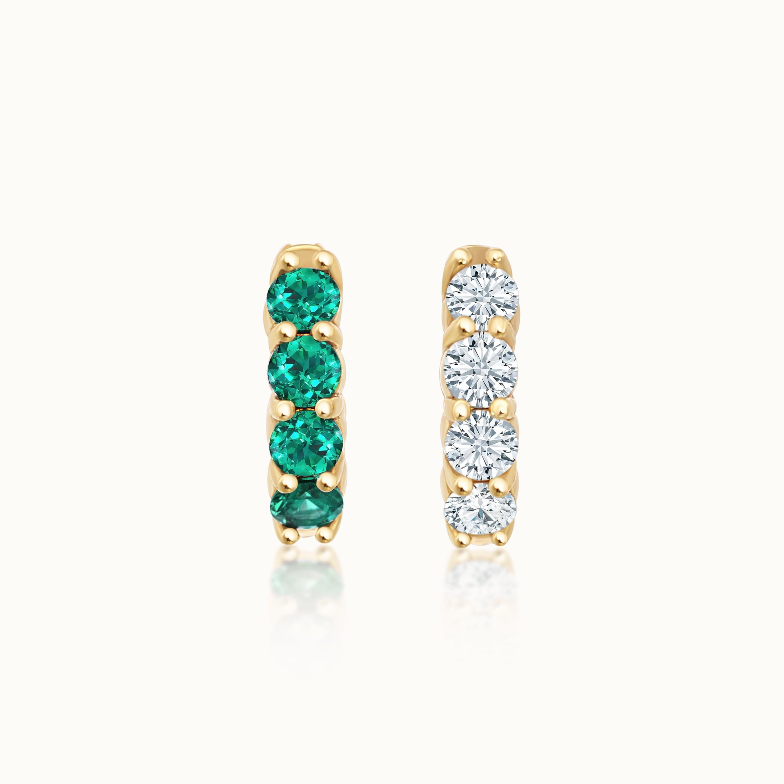 Savannah Reversible Emerald & Diamond Huggies
