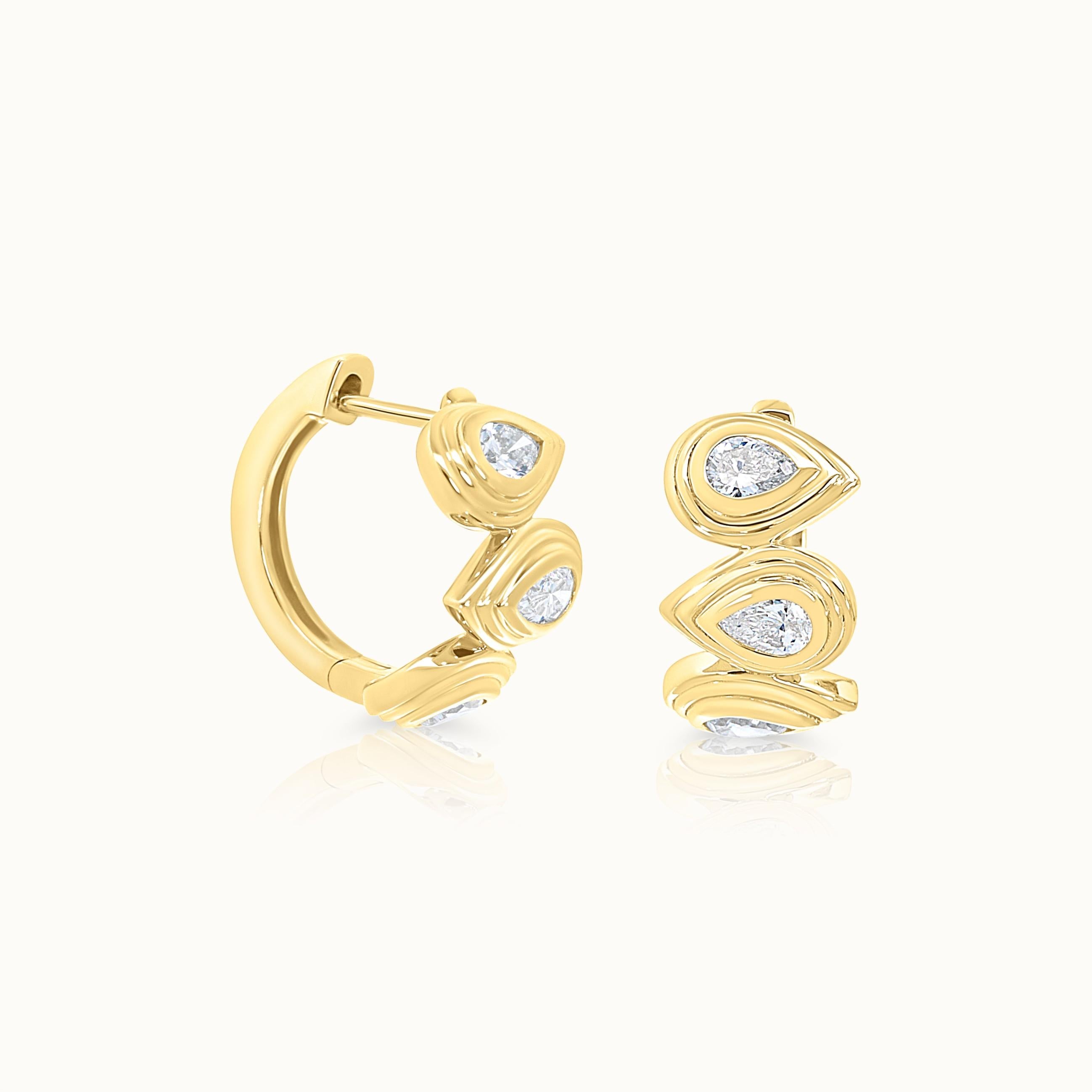 Bezel Set Pear Diamond Huggies