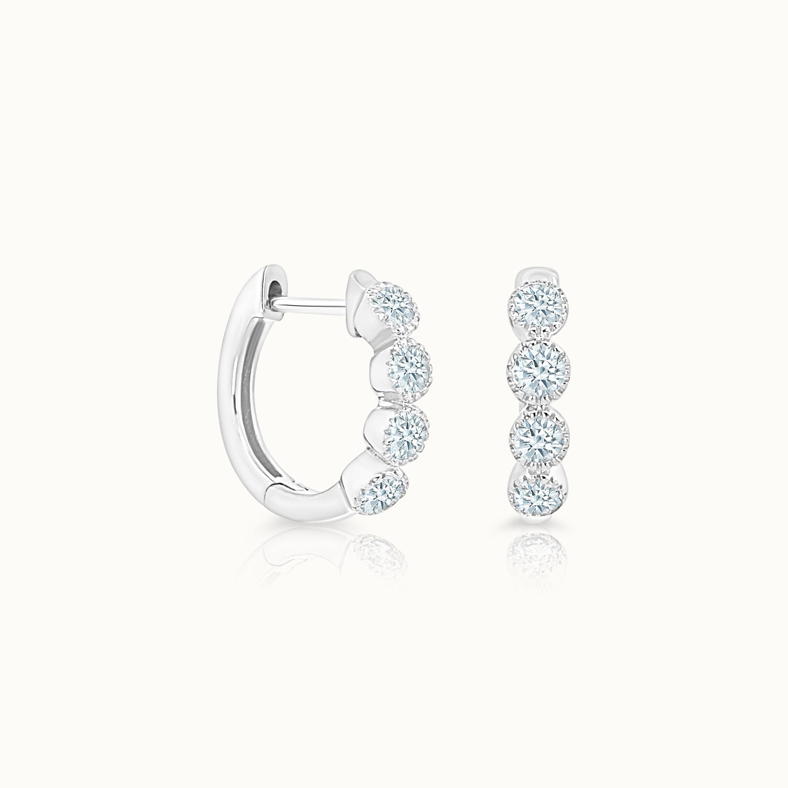 Round Bezel Diamond Huggies