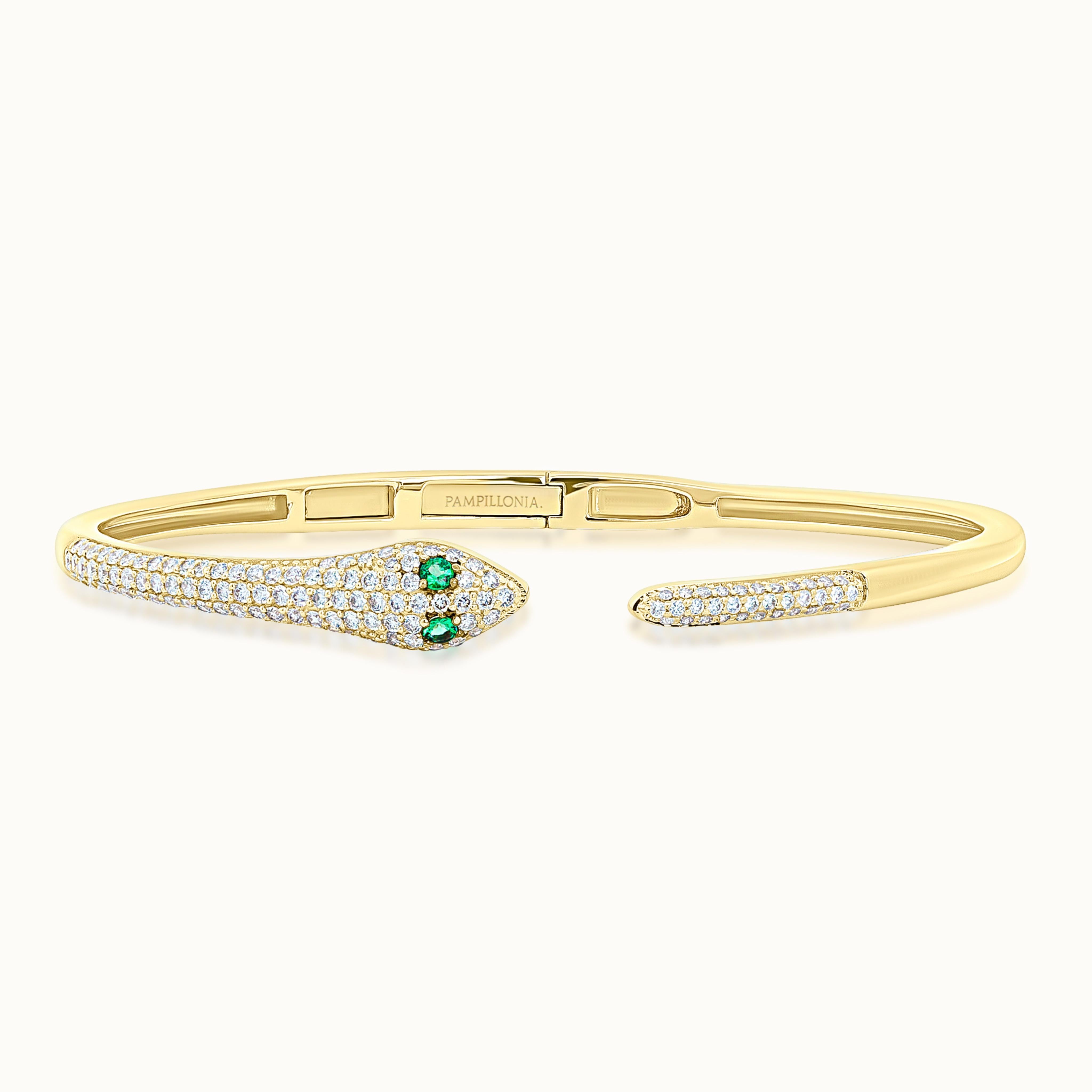 Snake Emerald and Pave Diamond Cuff