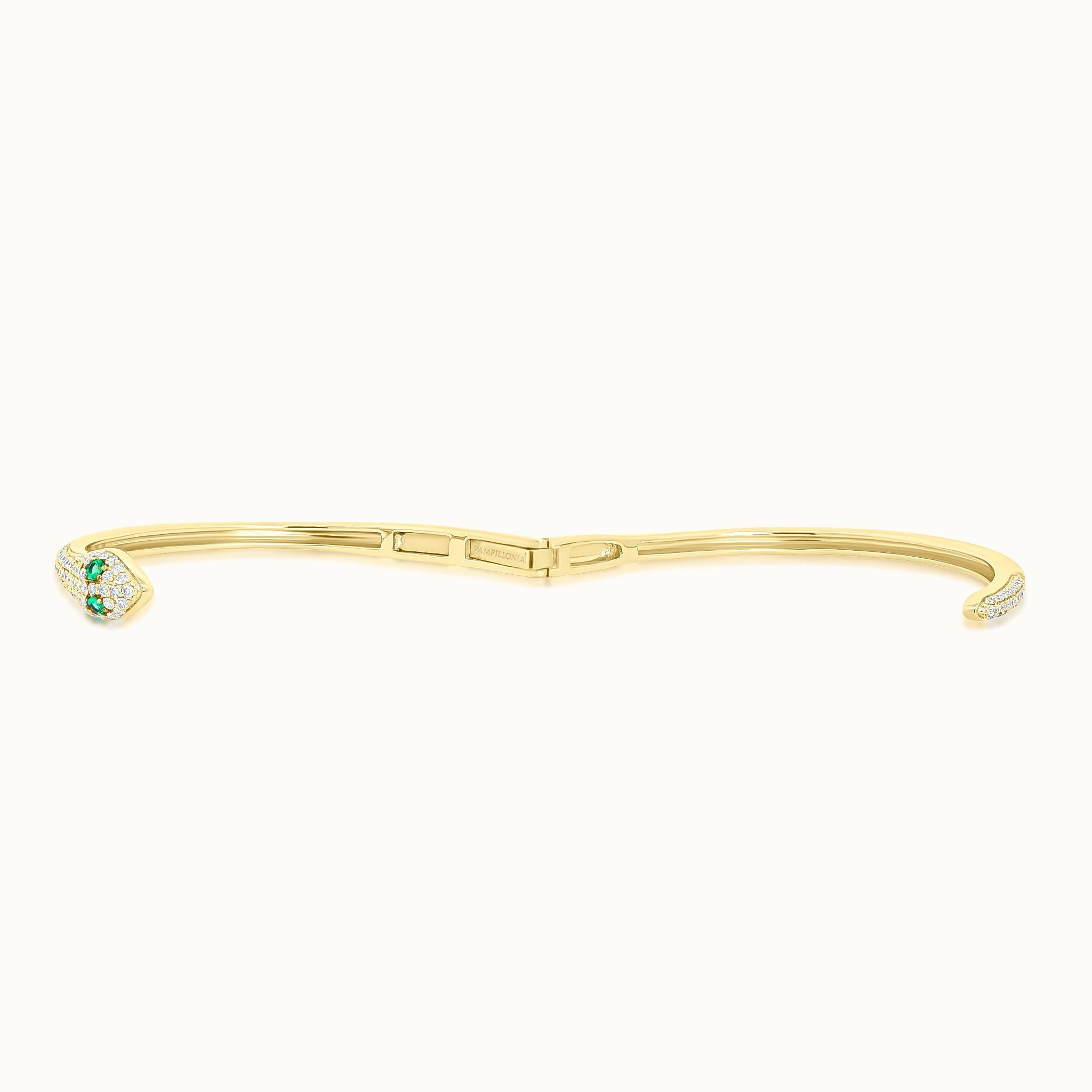 Snake Emerald and Pave Diamond Cuff