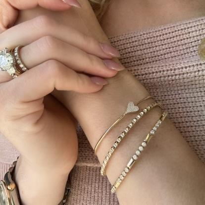 Pave Heart Hook Bangle
