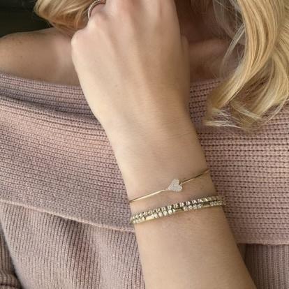 Pave Heart Hook Bangle