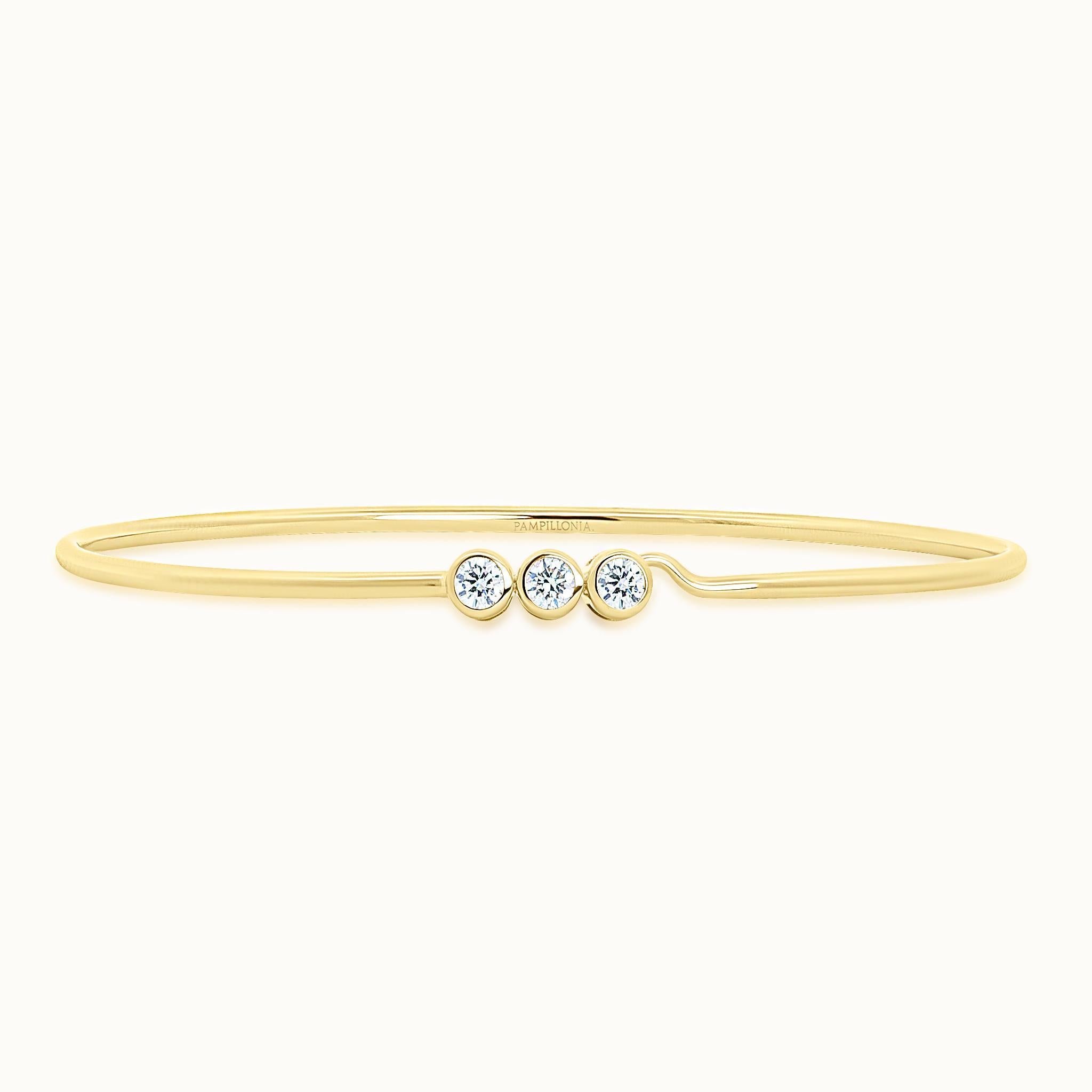 Triple Bezel Set Diamond Hook Bangle